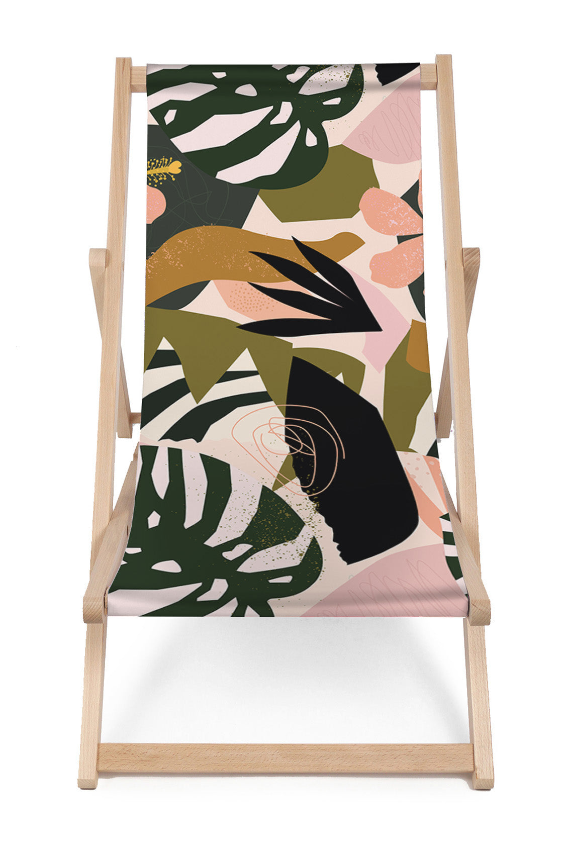 Leżak drewniany Green Exotic Plants and Geometrical Shapes