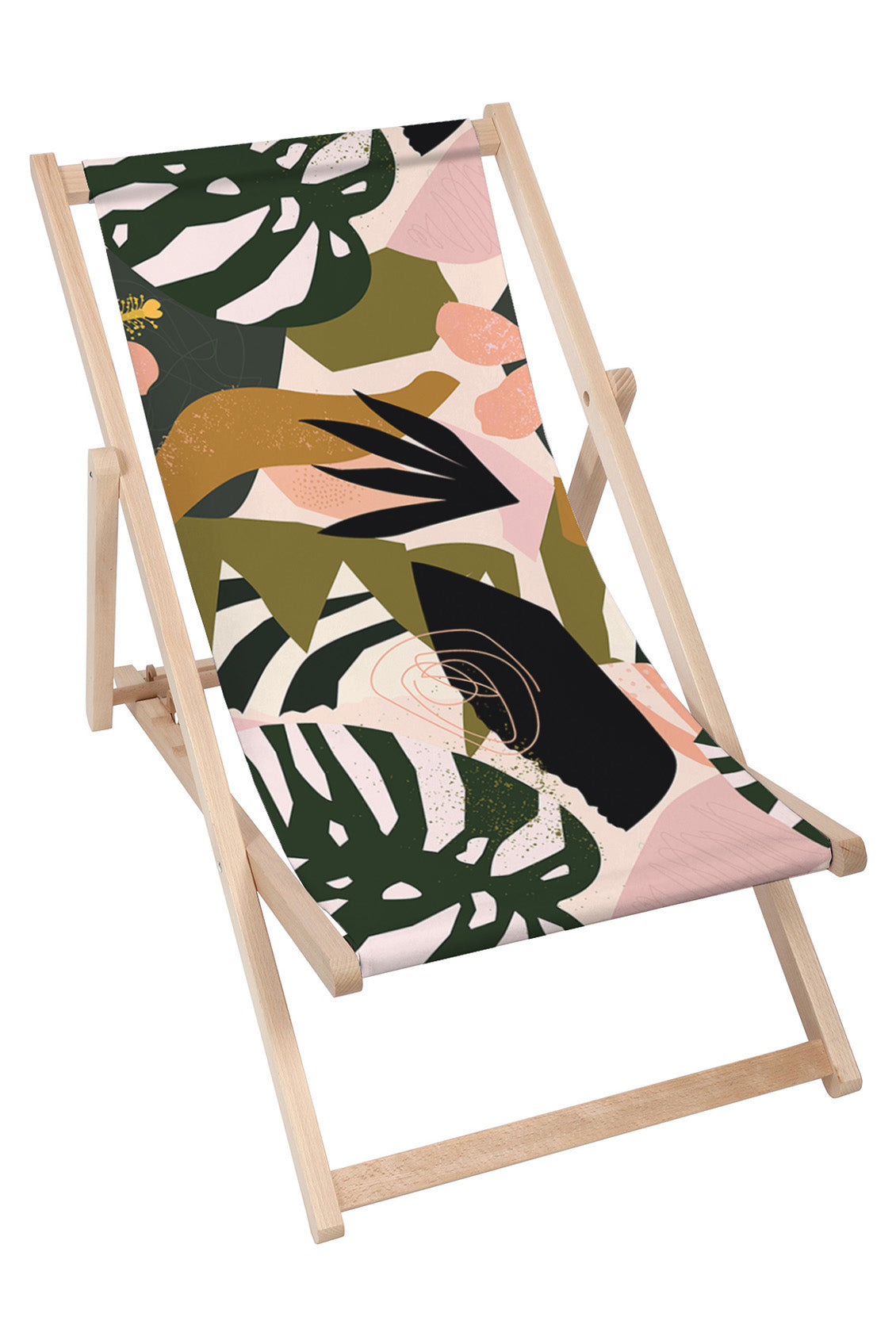 Leżak drewniany Green Exotic Plants and Geometrical Shapes