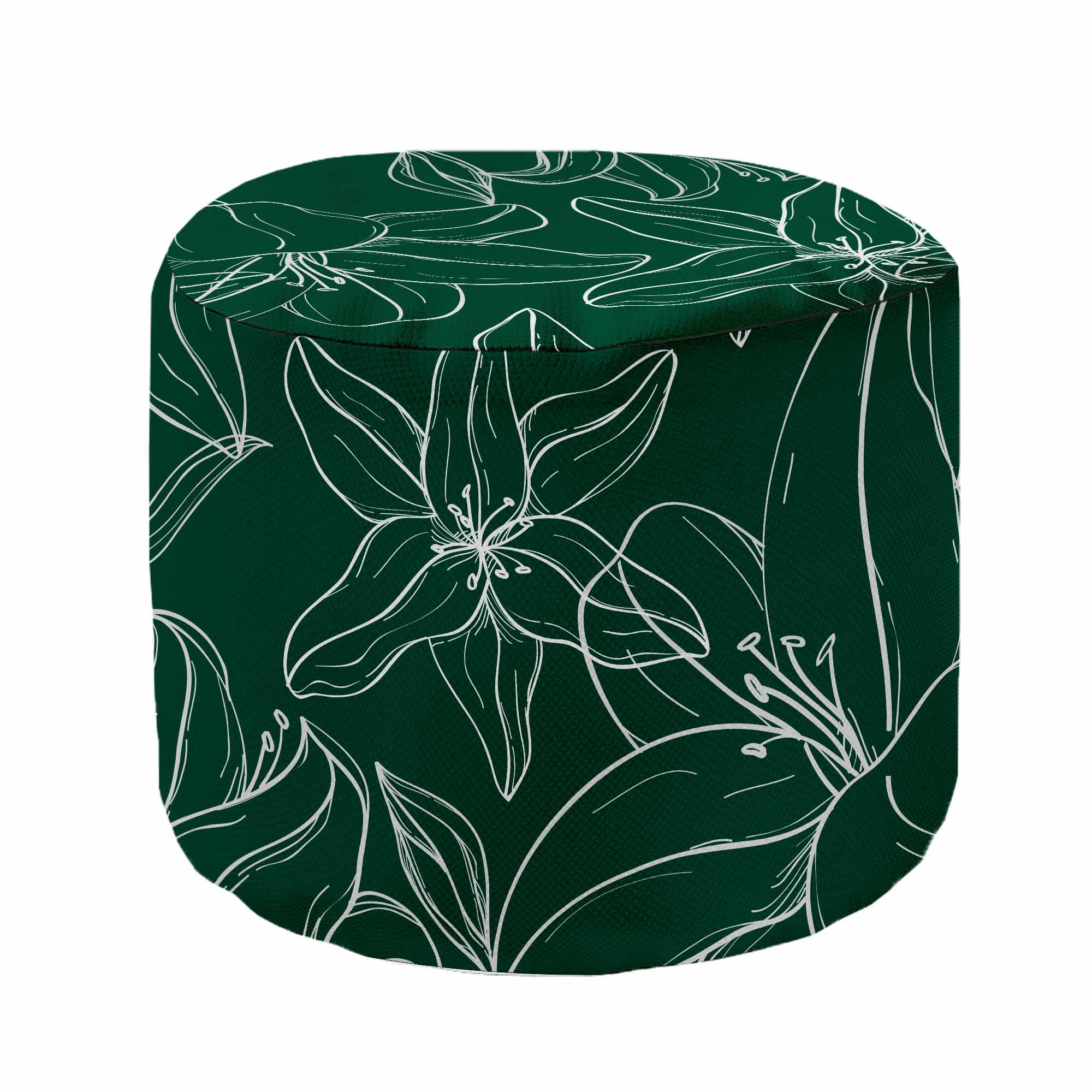 Runder Hocker Fußstütze Green Flowers