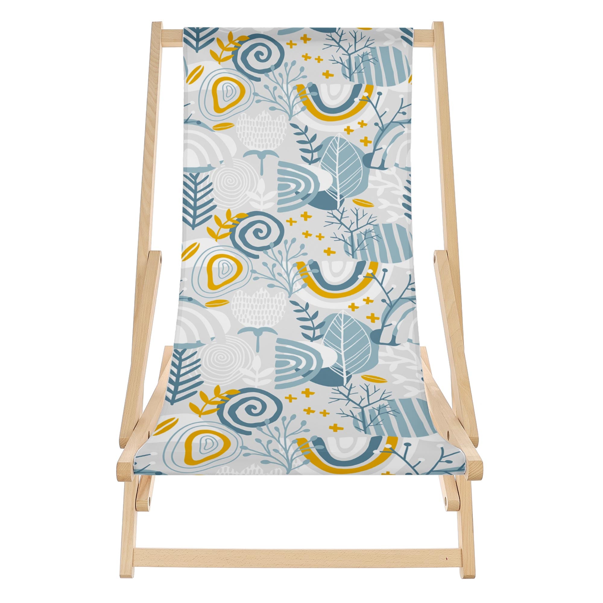 Rocking Deck Chair Grey Floral Pattern