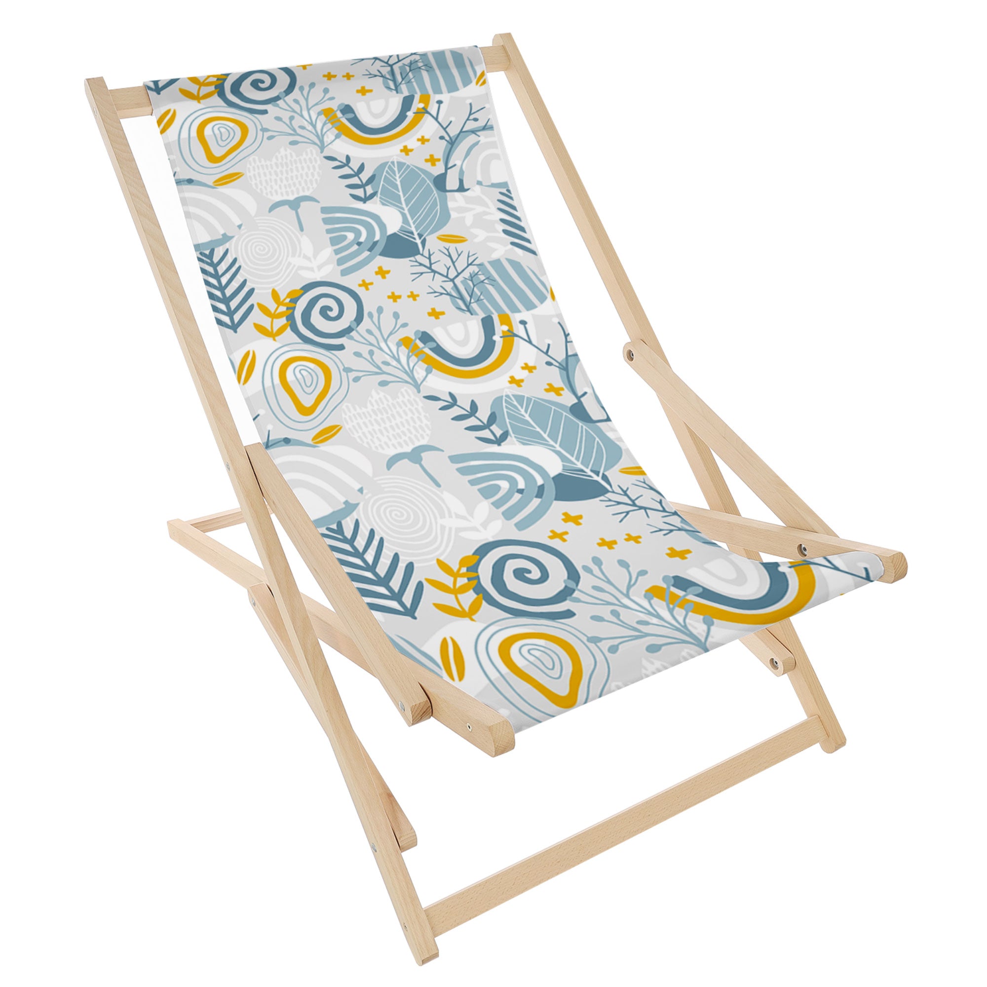 Rocking Deck Chair Grey Floral Pattern