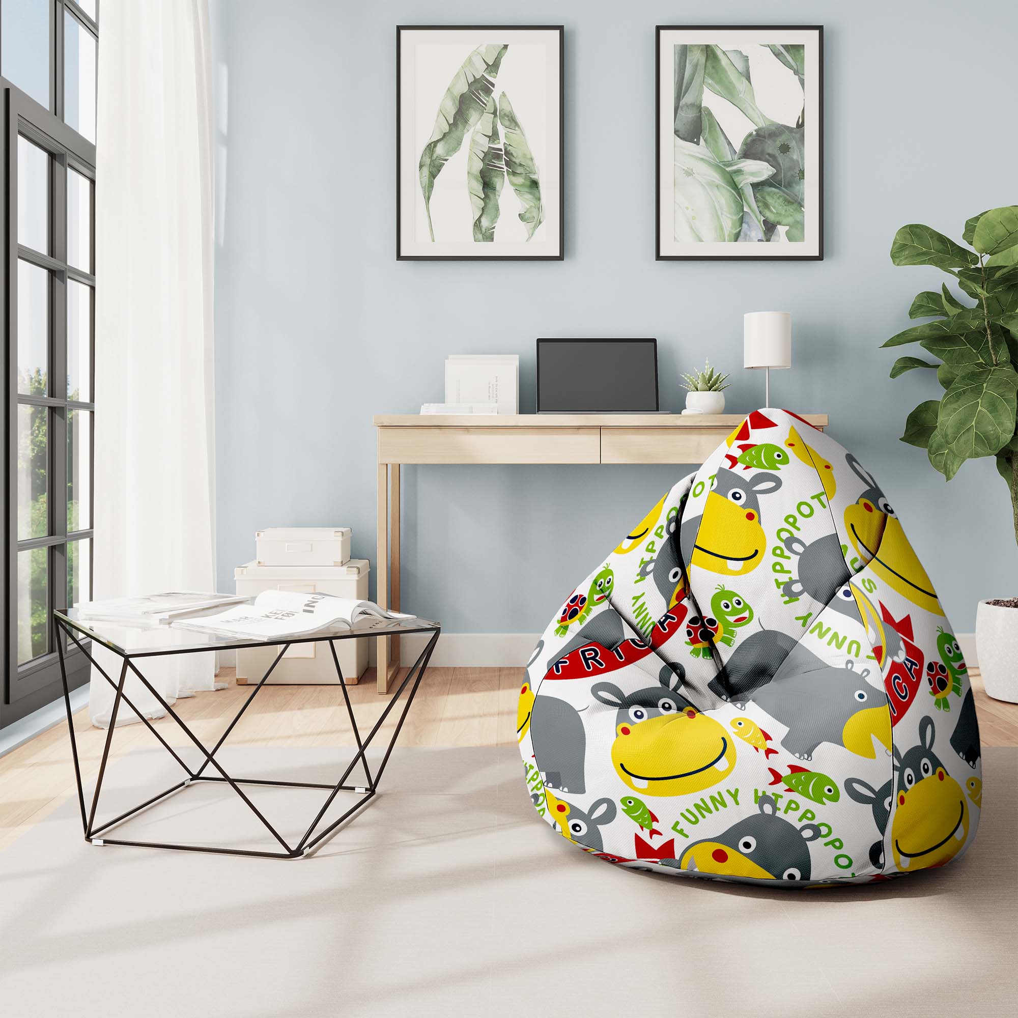 Puf Pearshape Happy Hippotamus-S