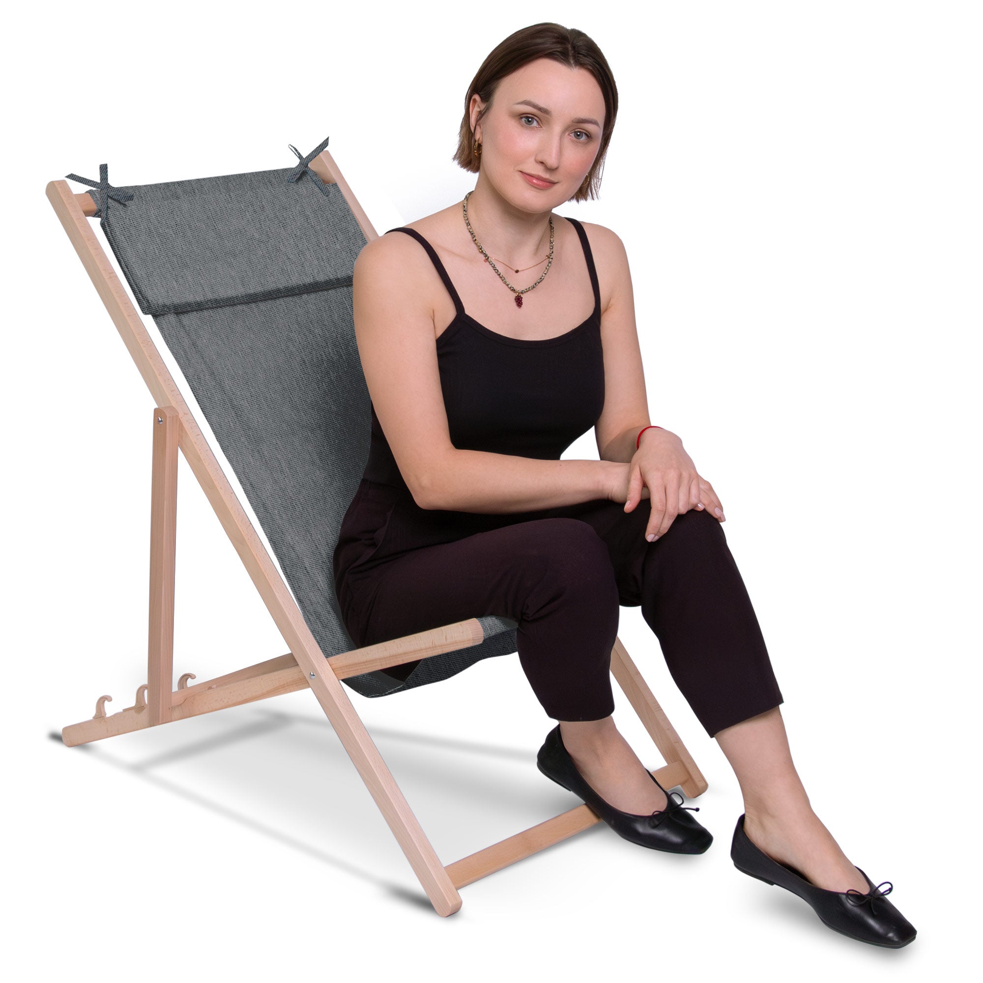 Drevené ležadlo s vankúšom Imitácia džínsov Iron Slate-M