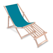 Wooden deck chair with wooden footrest Aral
