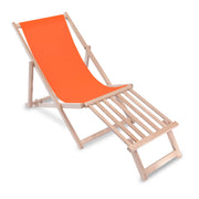 Holzliegestuhl mit Holzfußhocker Orange