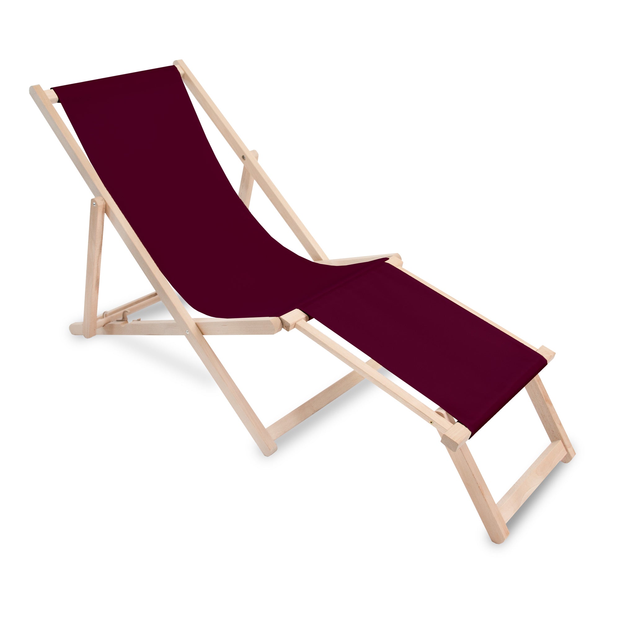 Wooden deck chair with footrest Plum