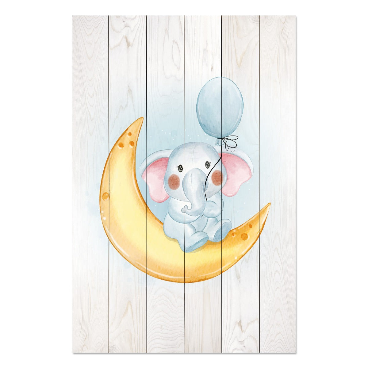 Obraz Wood Little Elephant Holding a Balloon-40x60 cm