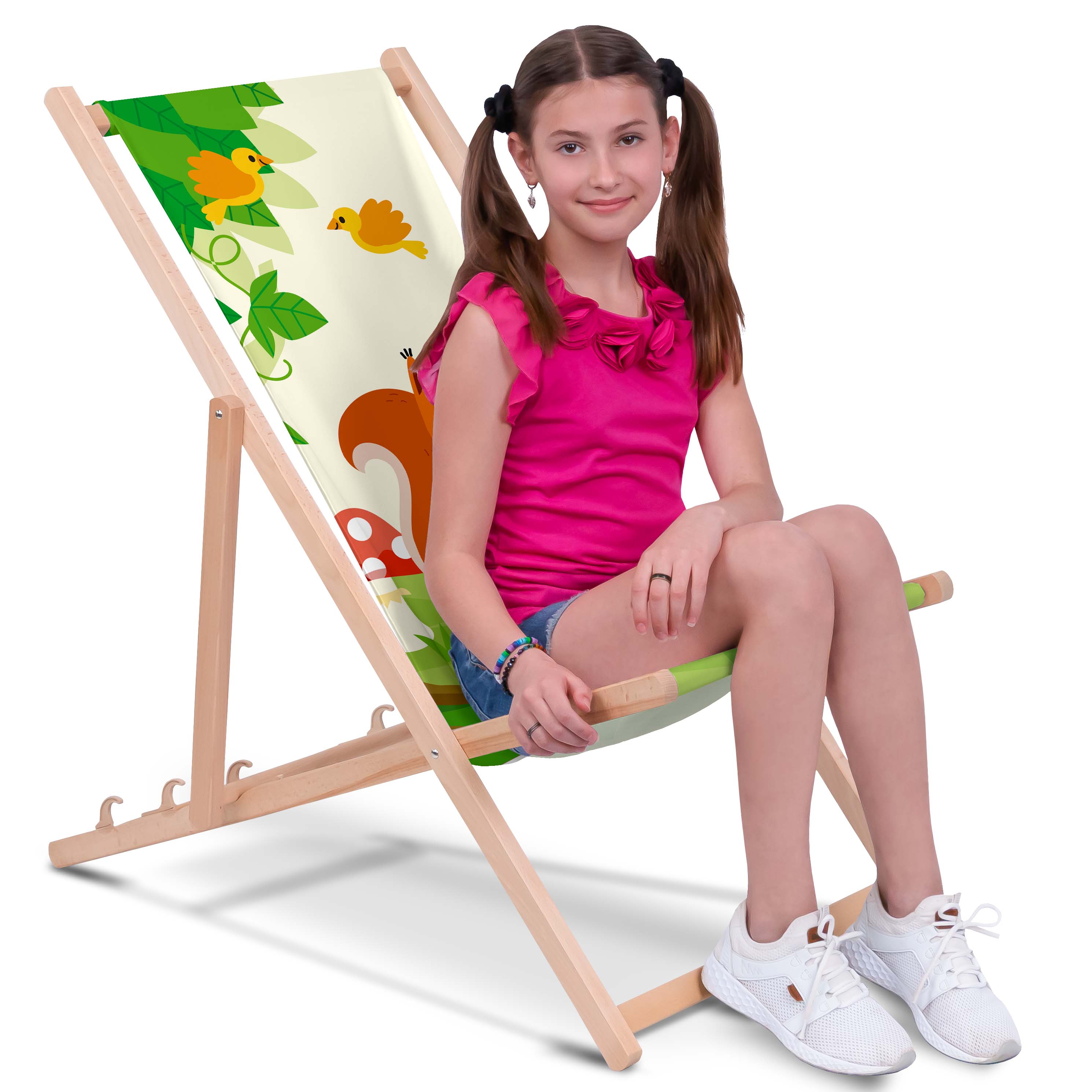 Magic Forest Squirrel-S Wooden Deck Chair