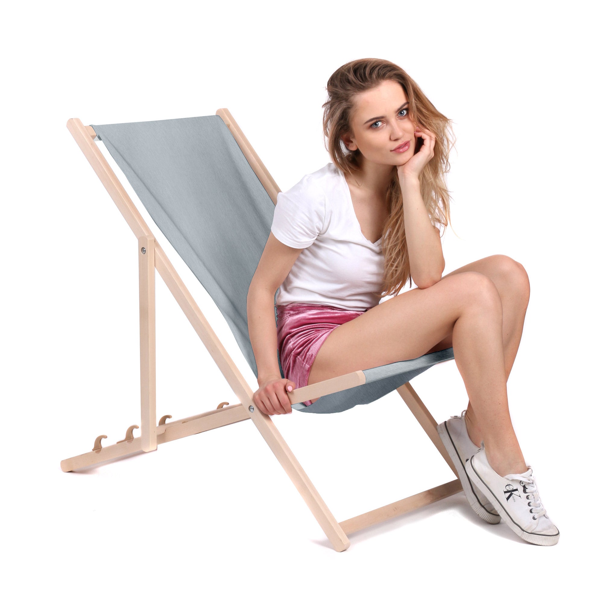 Denim Imitation Wooden Deck Chair Moonlight Veil-M