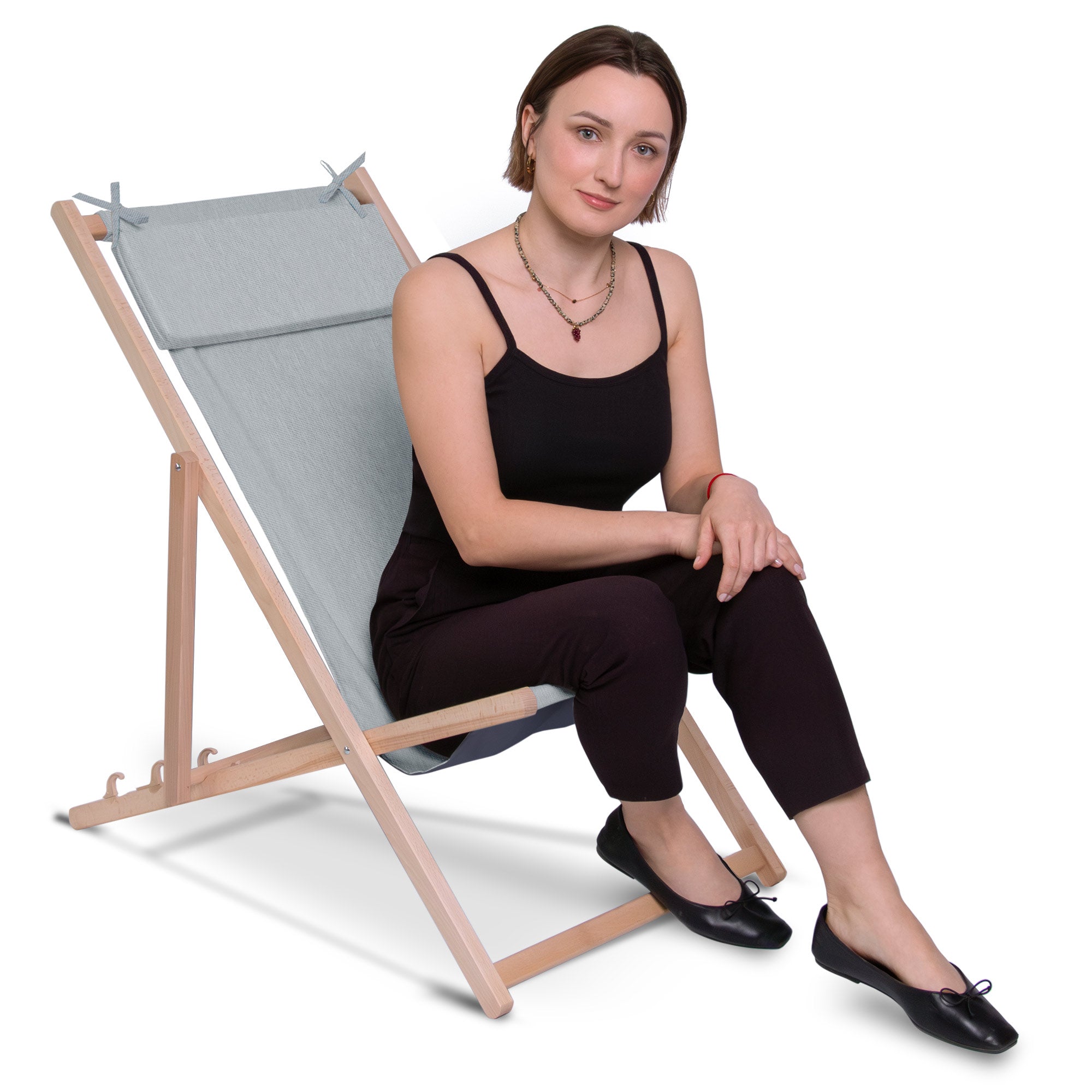 Leżak drewniany z poduszką Imitacja jeansu Moonlight Veil-S