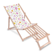 Leżak drewniany z podnóżkiem drewnianym Multicolored Flowers