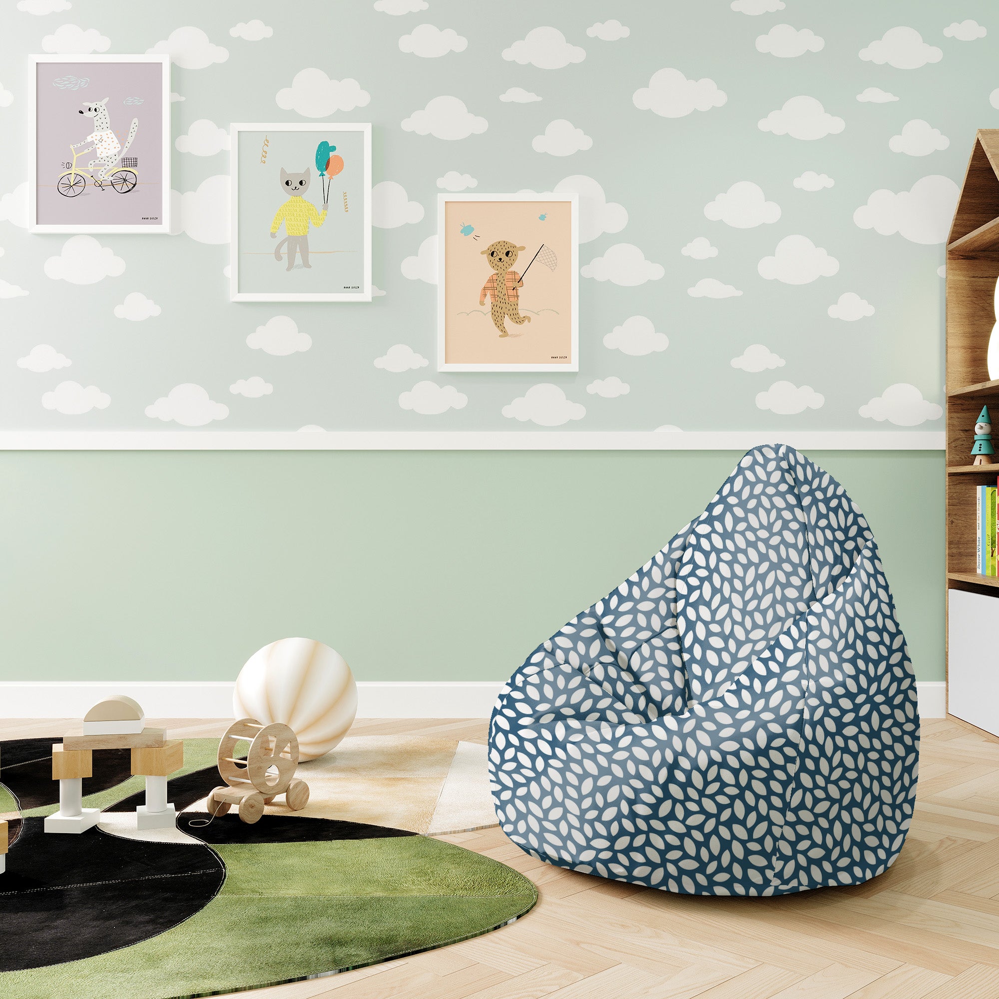 Pearshape Pouf Small Navy Petal