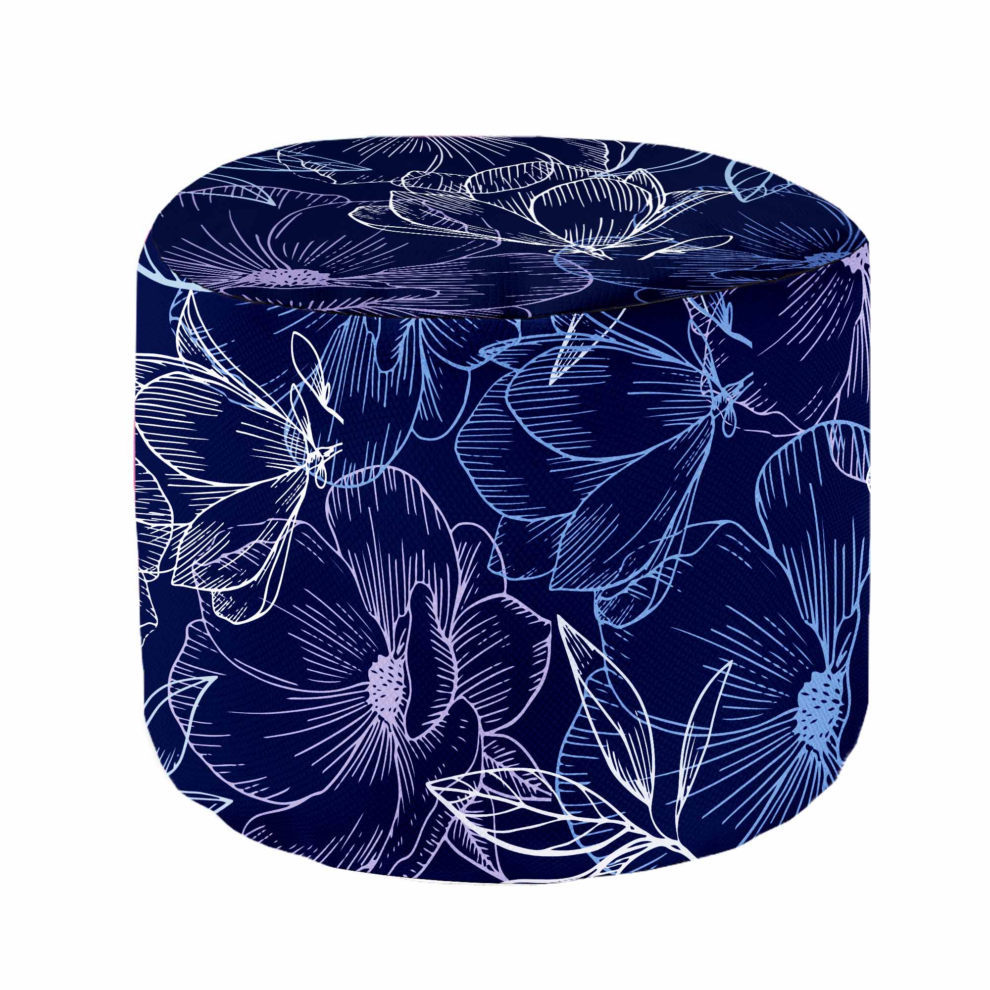 Runder Hocker Fußhocker Marineblumen