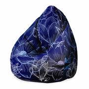 Puf Pearshape Navy Flowers-Oxford