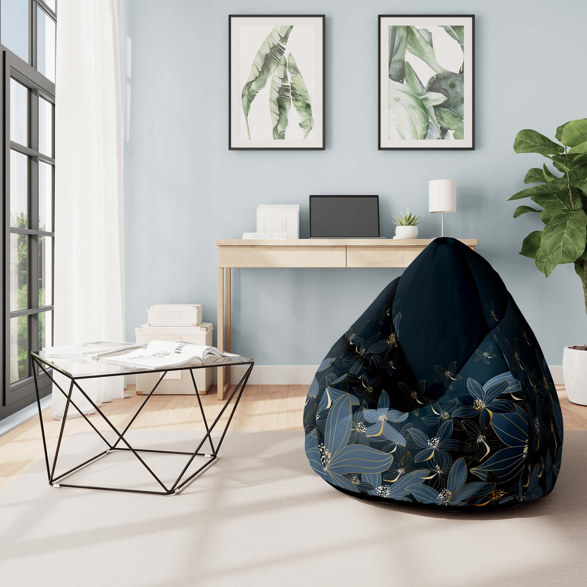 Puf Pearshape Navy Night-Oxford