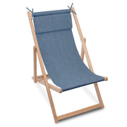 Wooden Deck Chair with Cushion Denim Imitation Nordic Blue
