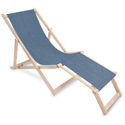 Holzliegestuhl mit Fußstütze Jeans-Imitat Nordic Blue