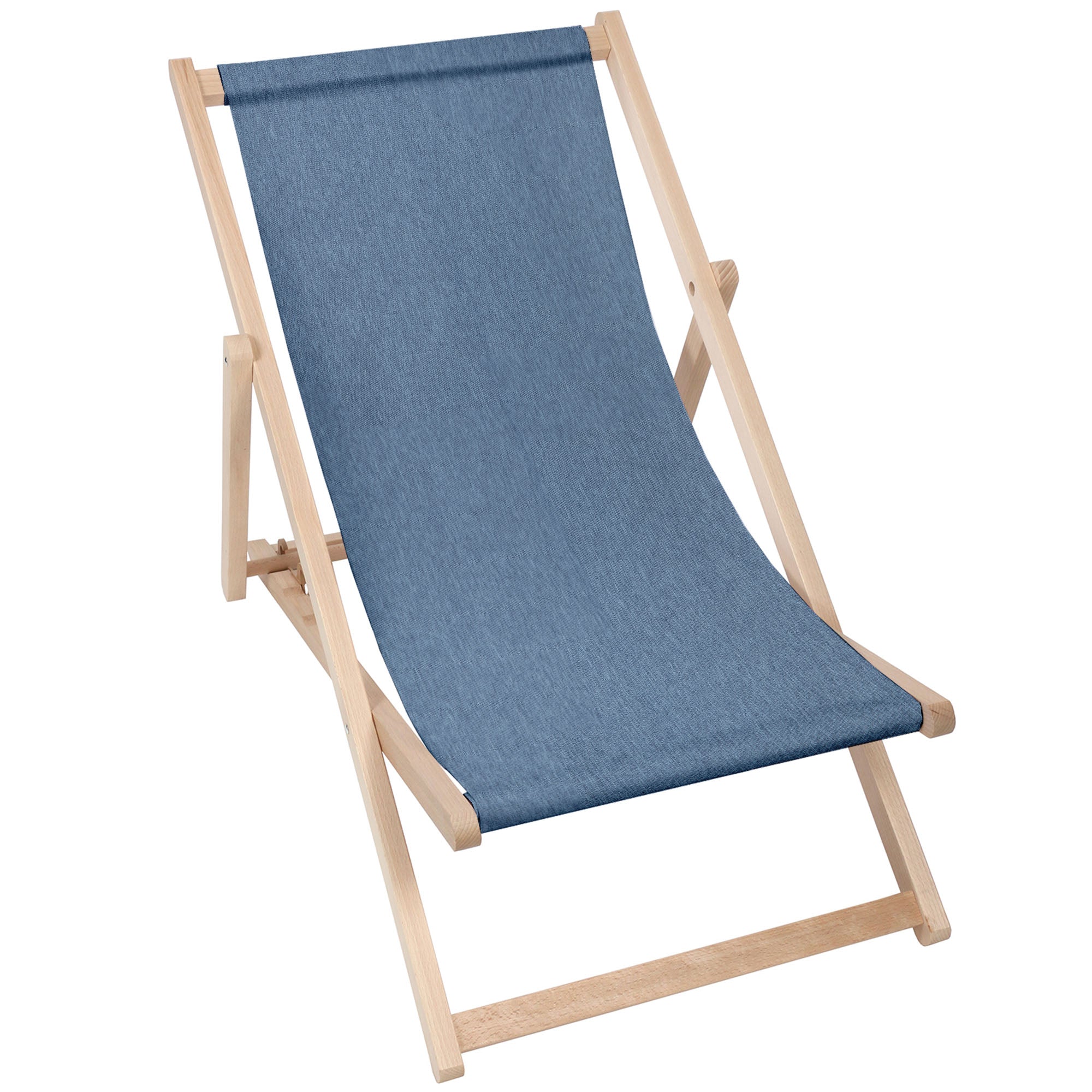 Wooden Deck Chair Denim Imitation Nordic Blue-M