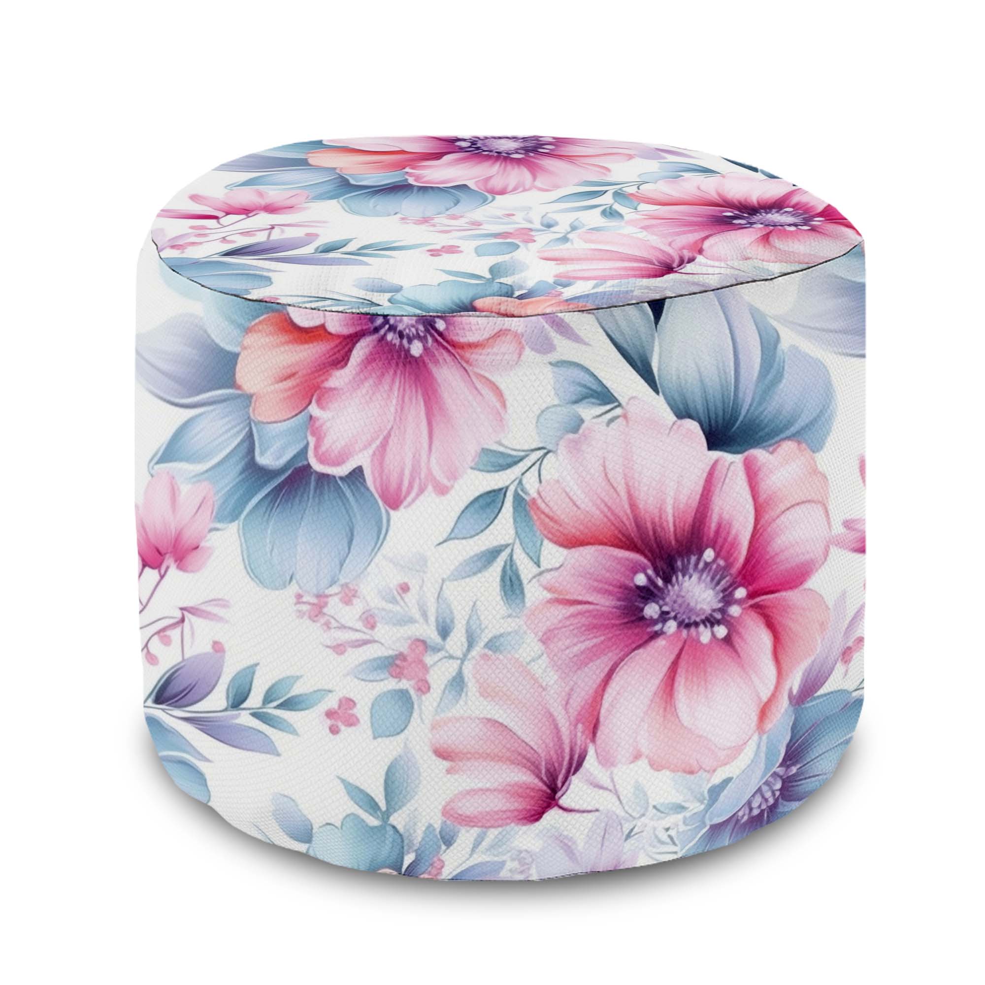 Runder Hocker Fußhocker Pastellblumen-Velvet