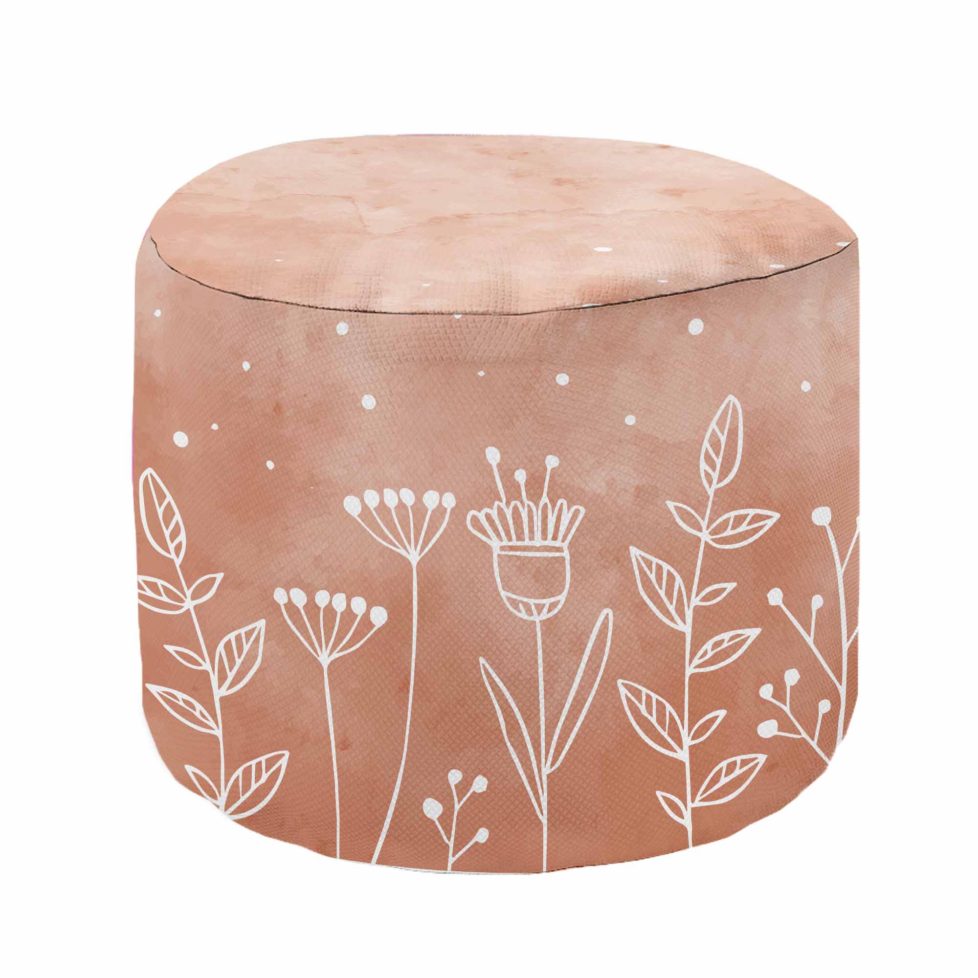 Runder Hocker Fußhocker Rosa Blumen