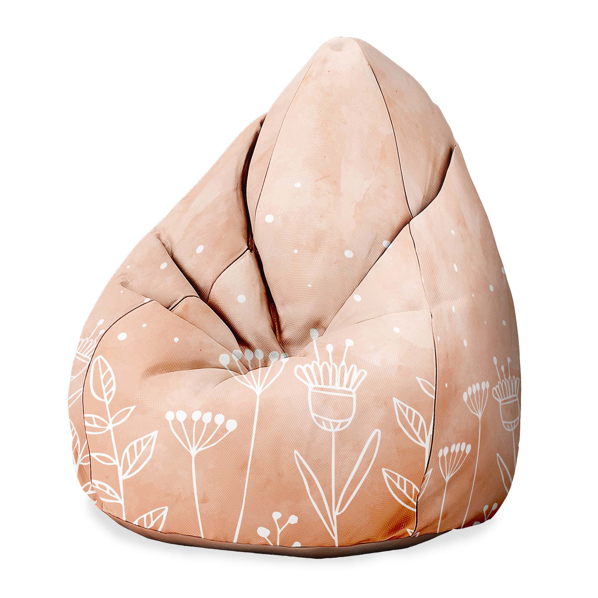 Puf Pearshape Pink Flowers-Velvet
