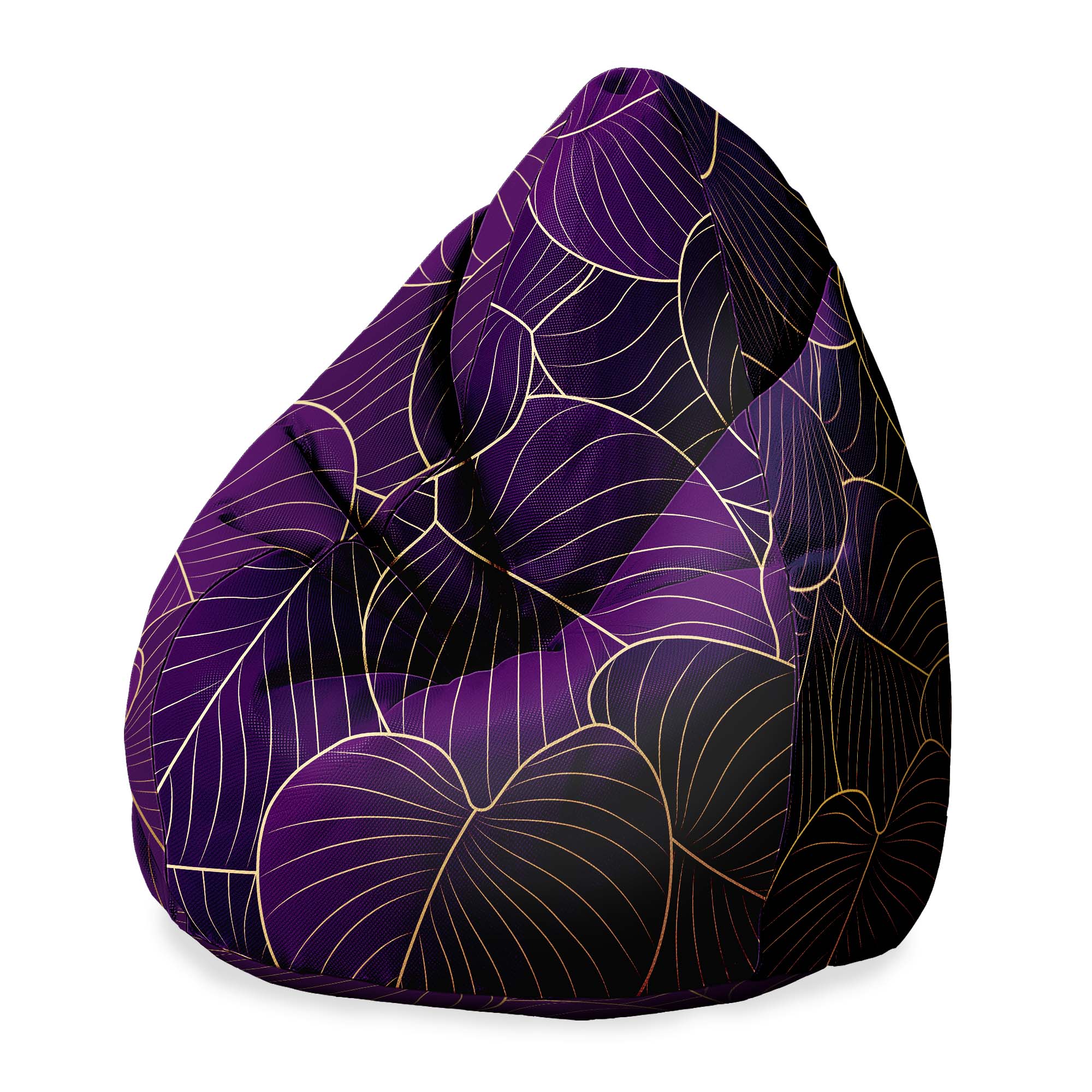 Pearshape Pouf Purple Leaves-Oxford