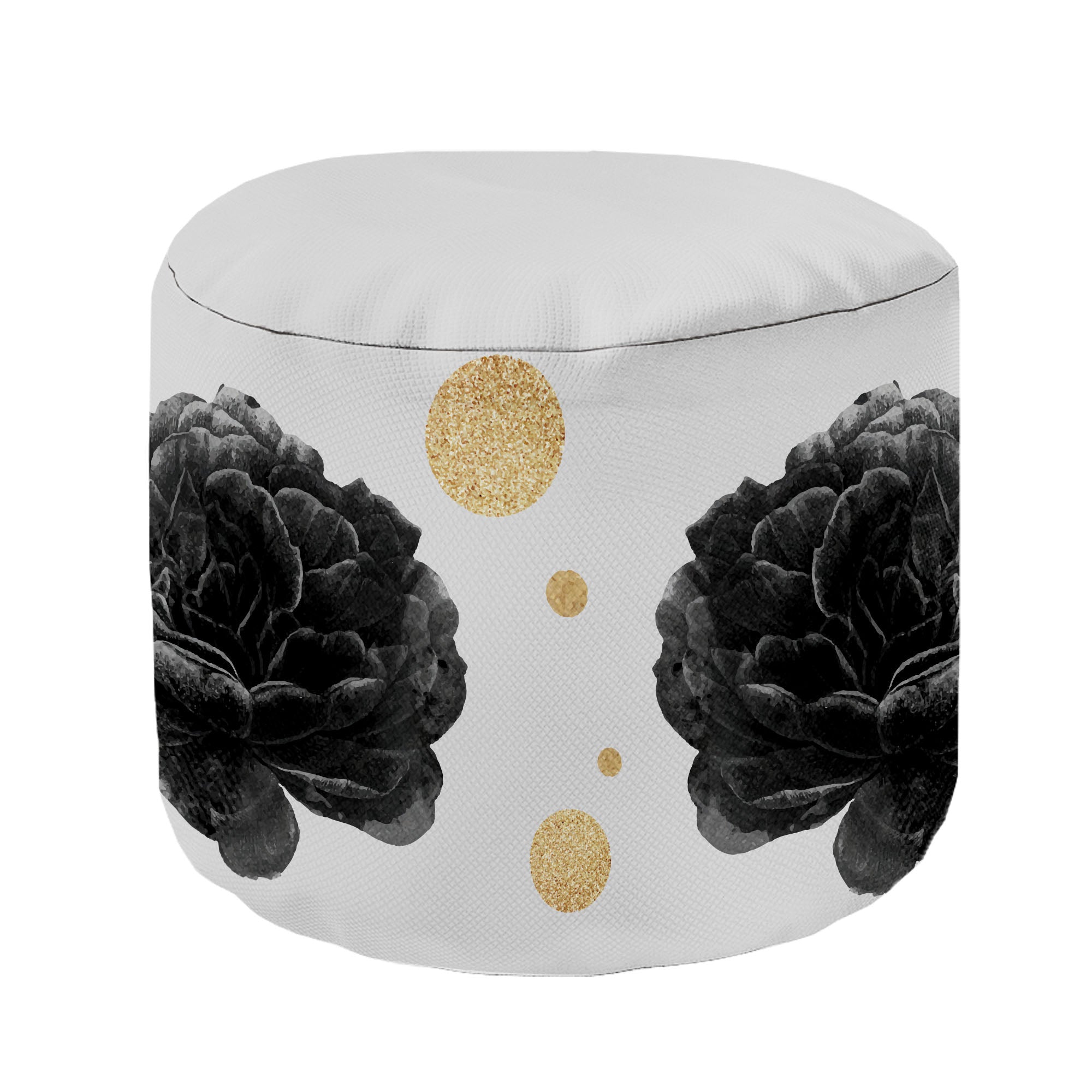 Runder Hocker Fußhocker Rosen und Kreise