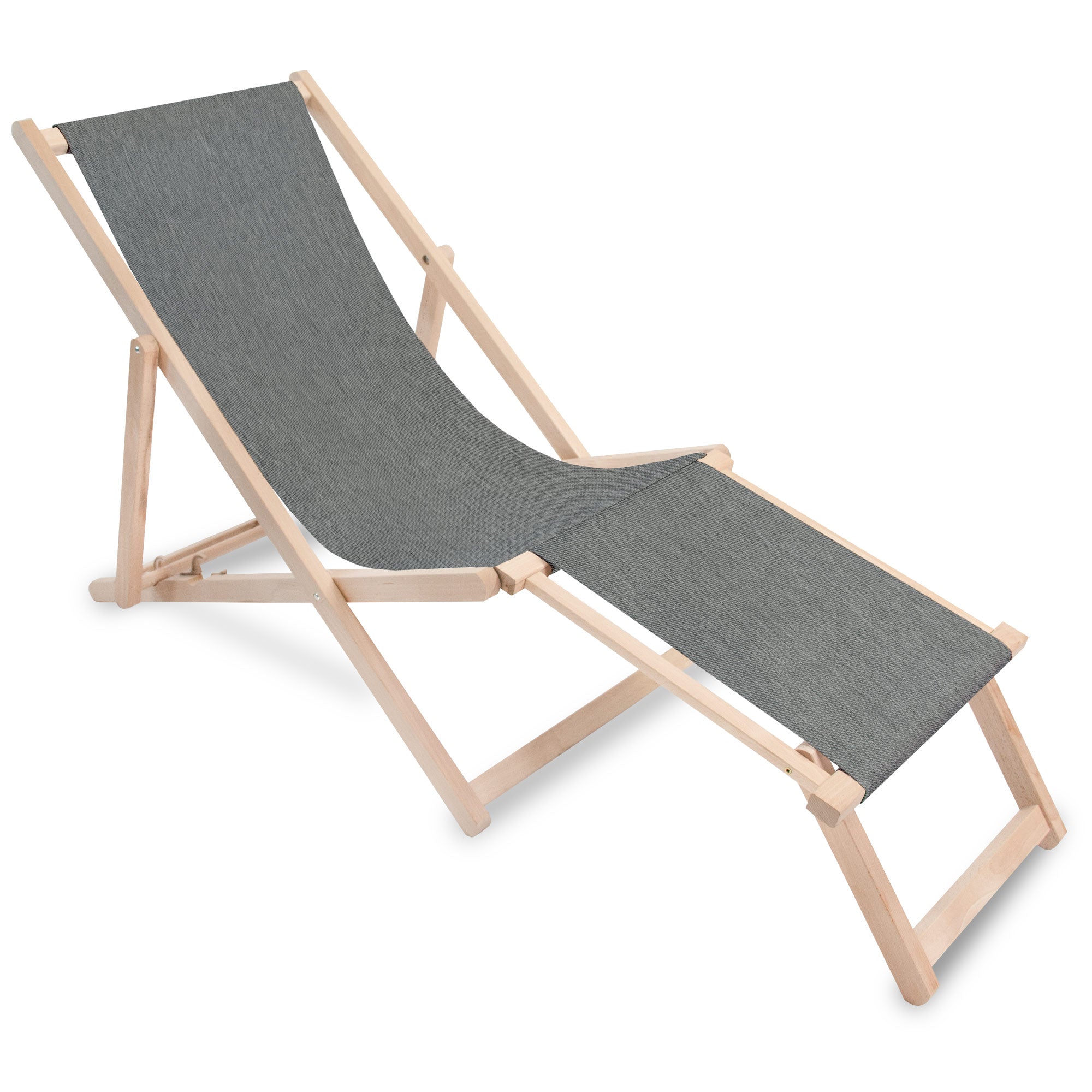 Holzliegestuhl mit Fußstütze Jeans-Imitat Sandy Dune