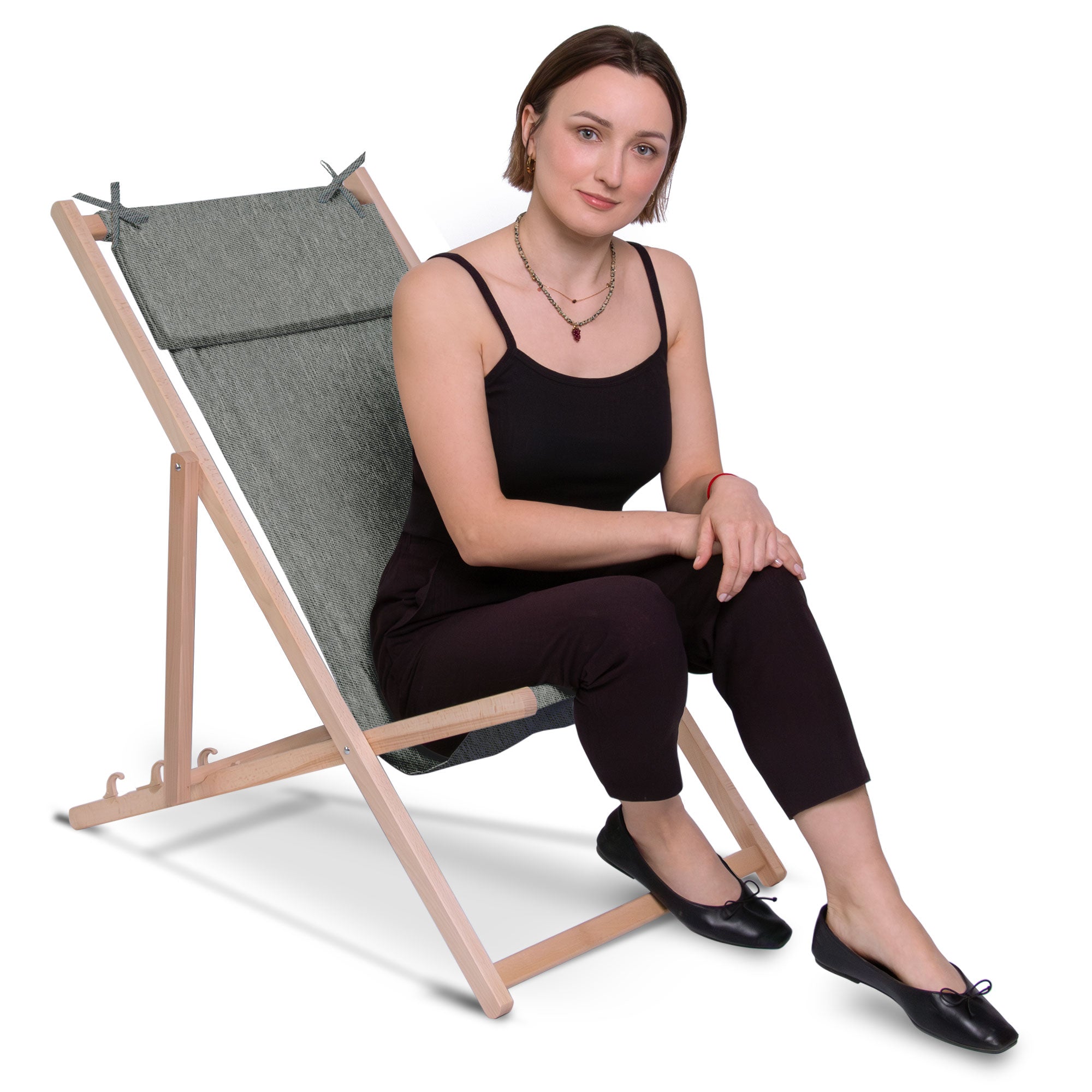 Leżak drewniany z poduszką Imitacja jeansu Sandy Dune-S