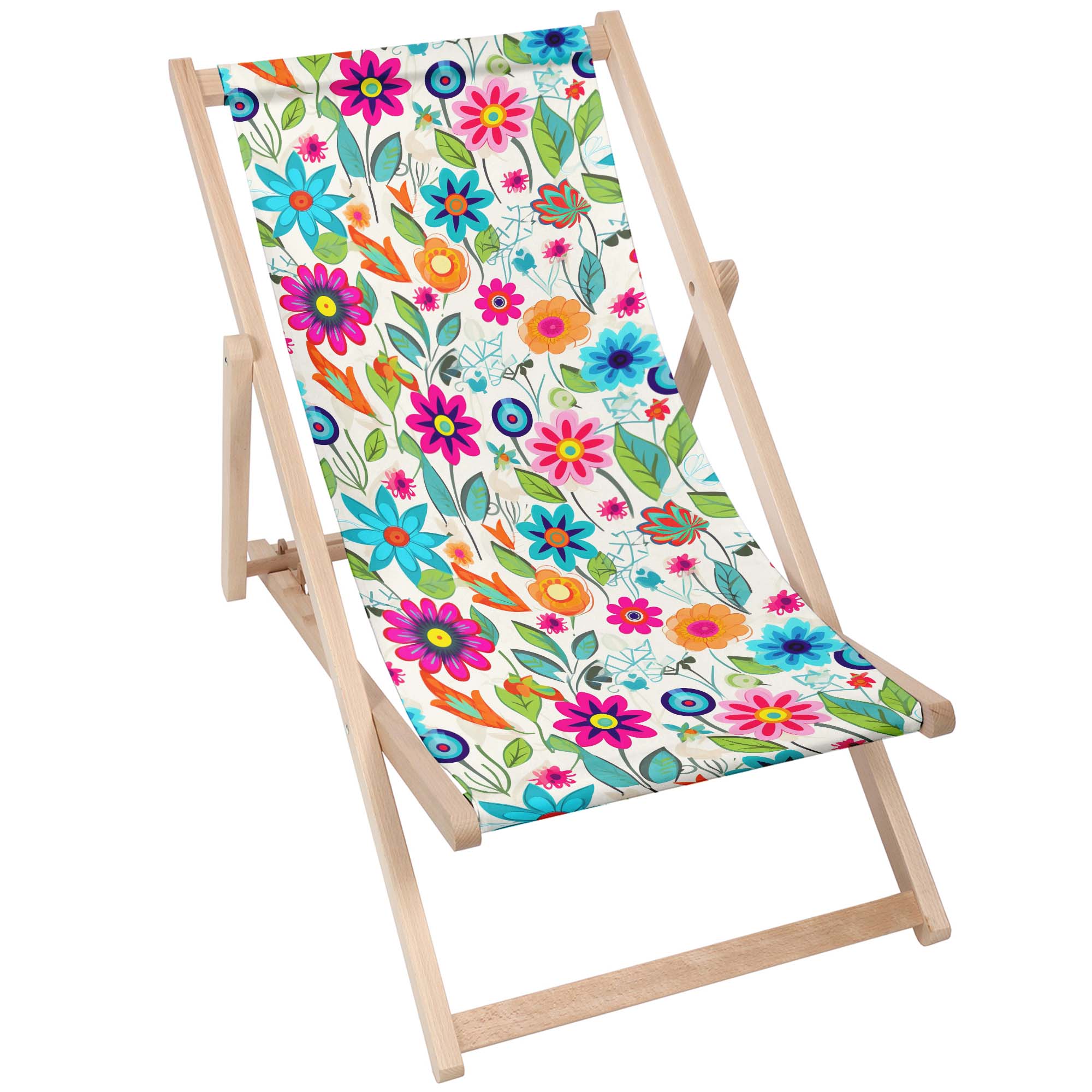 Wooden Deck Chair Small Spring Flowers