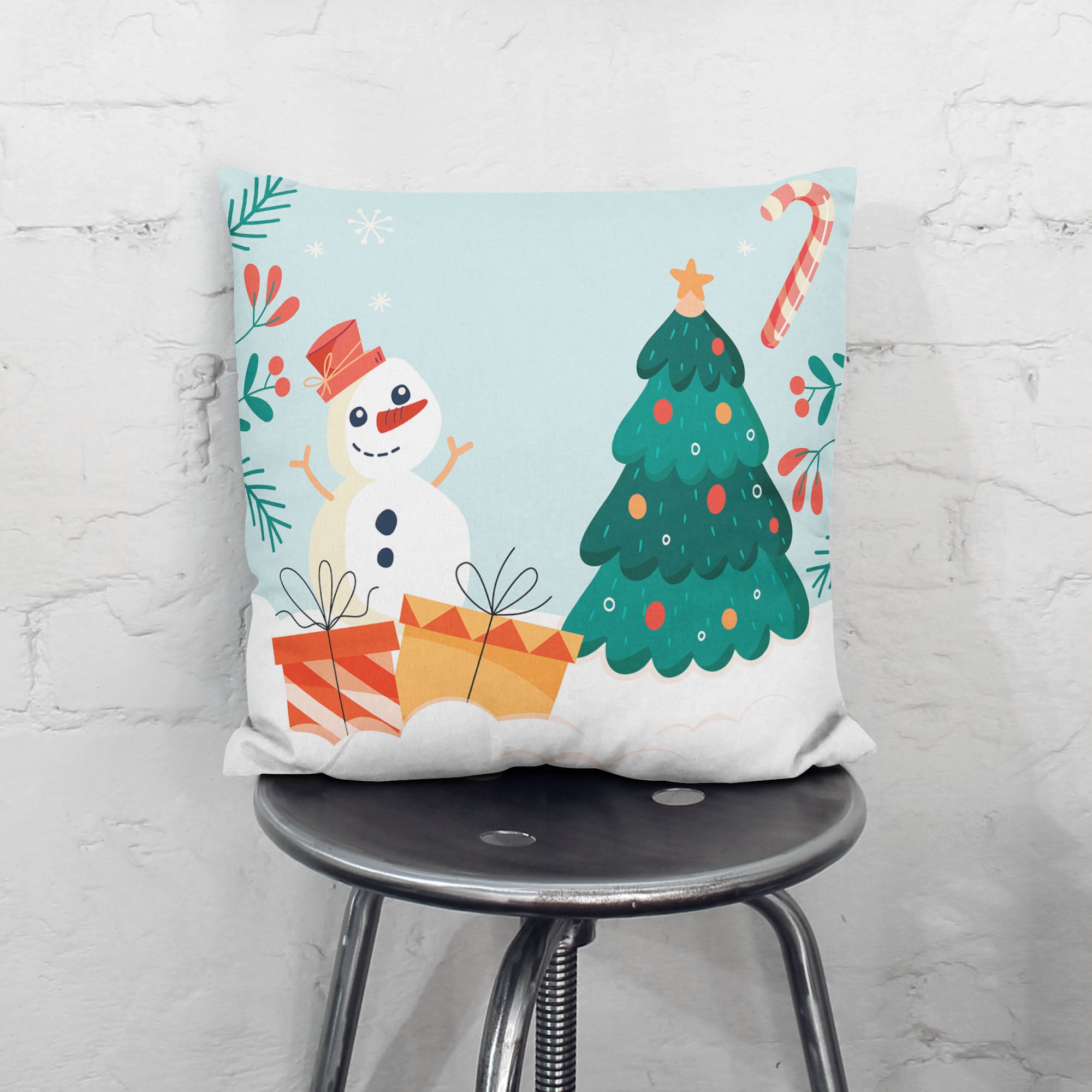 Snowman Candy Velvet Pillow