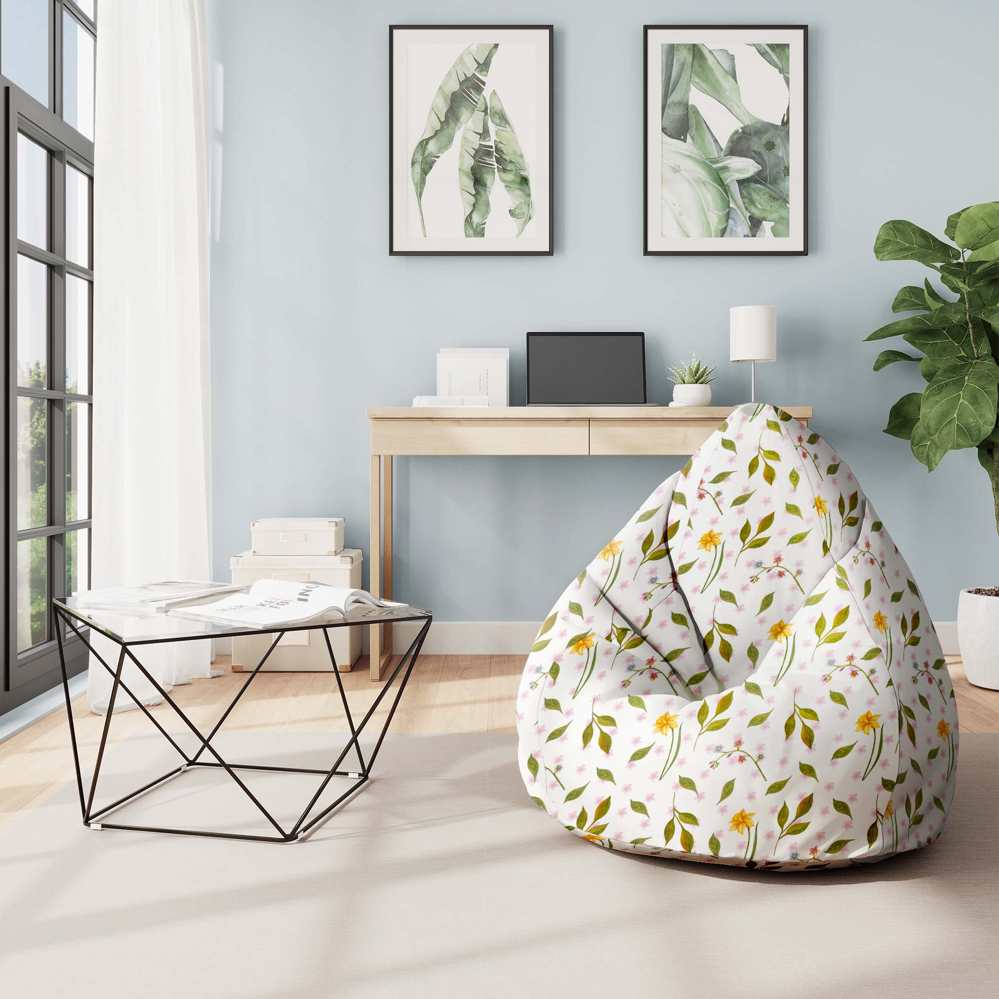 Pearshape Pouf Spring Pattern-M-Velvet