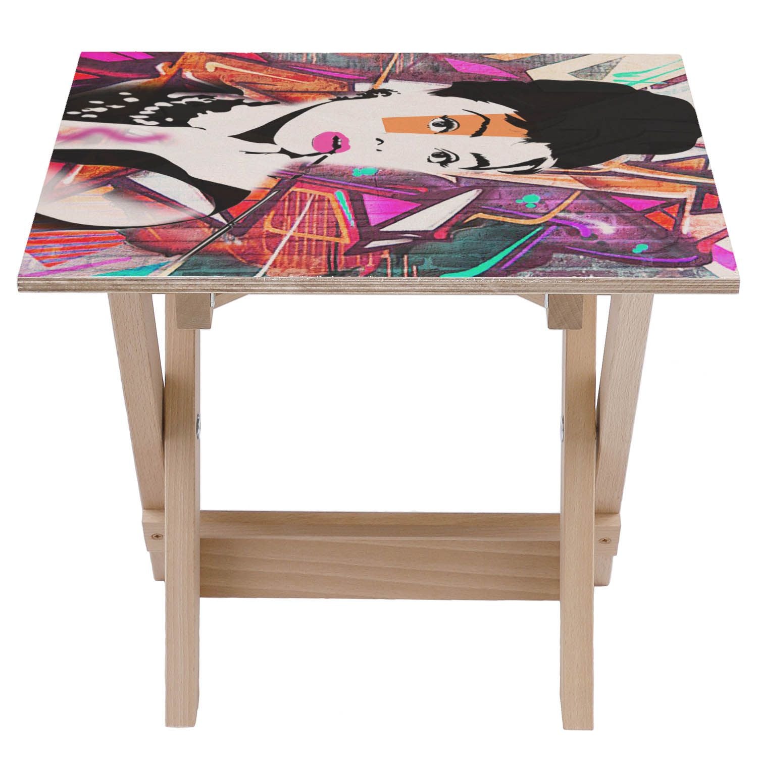 Stolik drewniany Audrey Colourful-50x50 CM