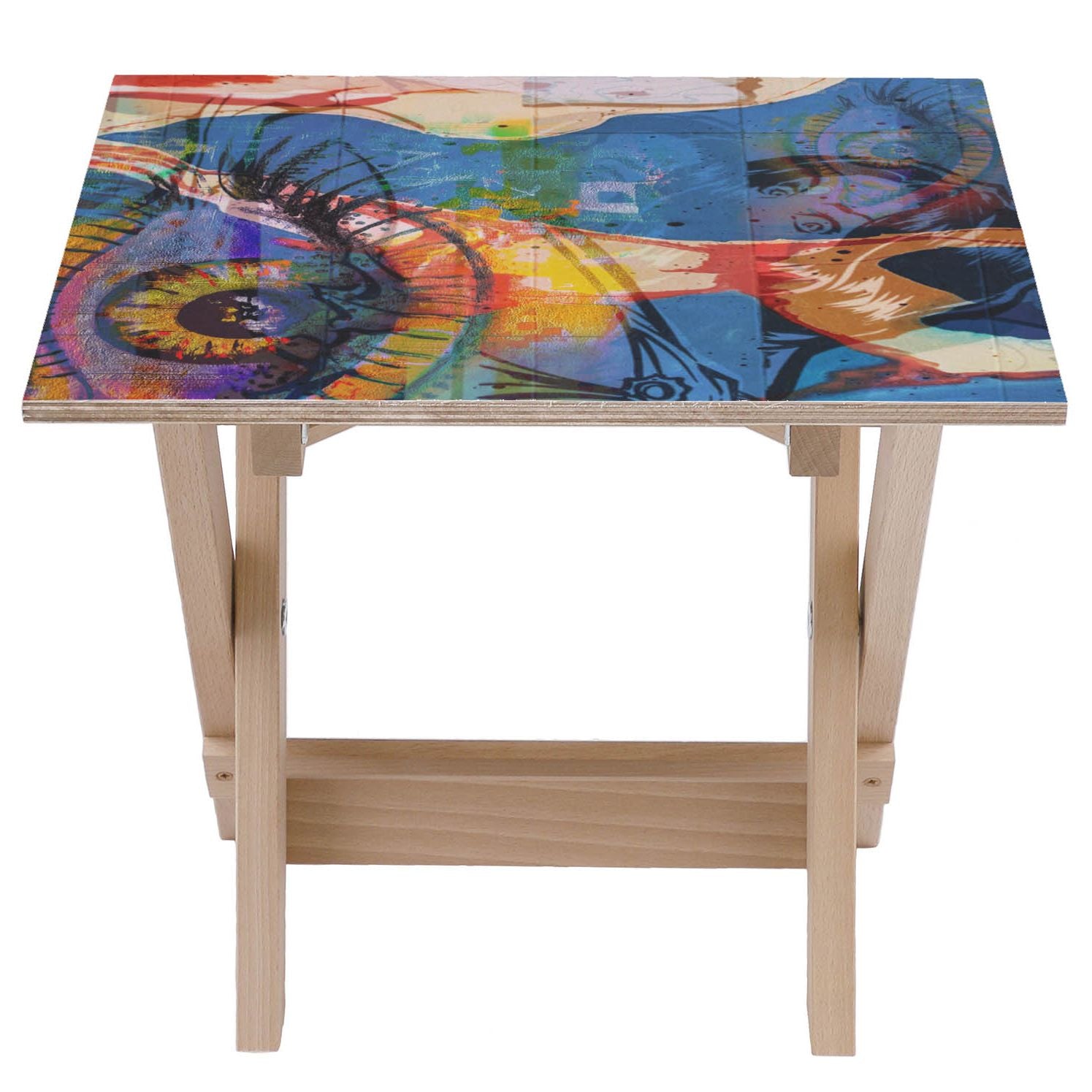 Dřevěný stolek Eyes-50x50 CM
