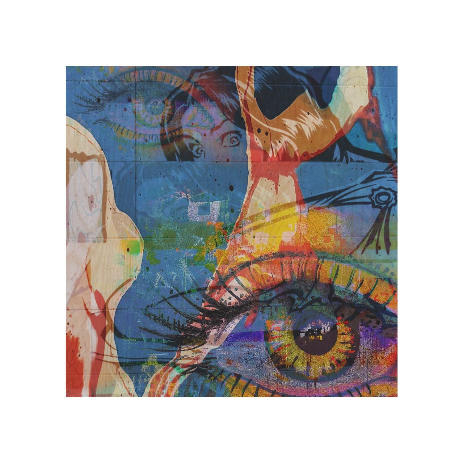 Dřevěný stolek Eyes-50x50 CM