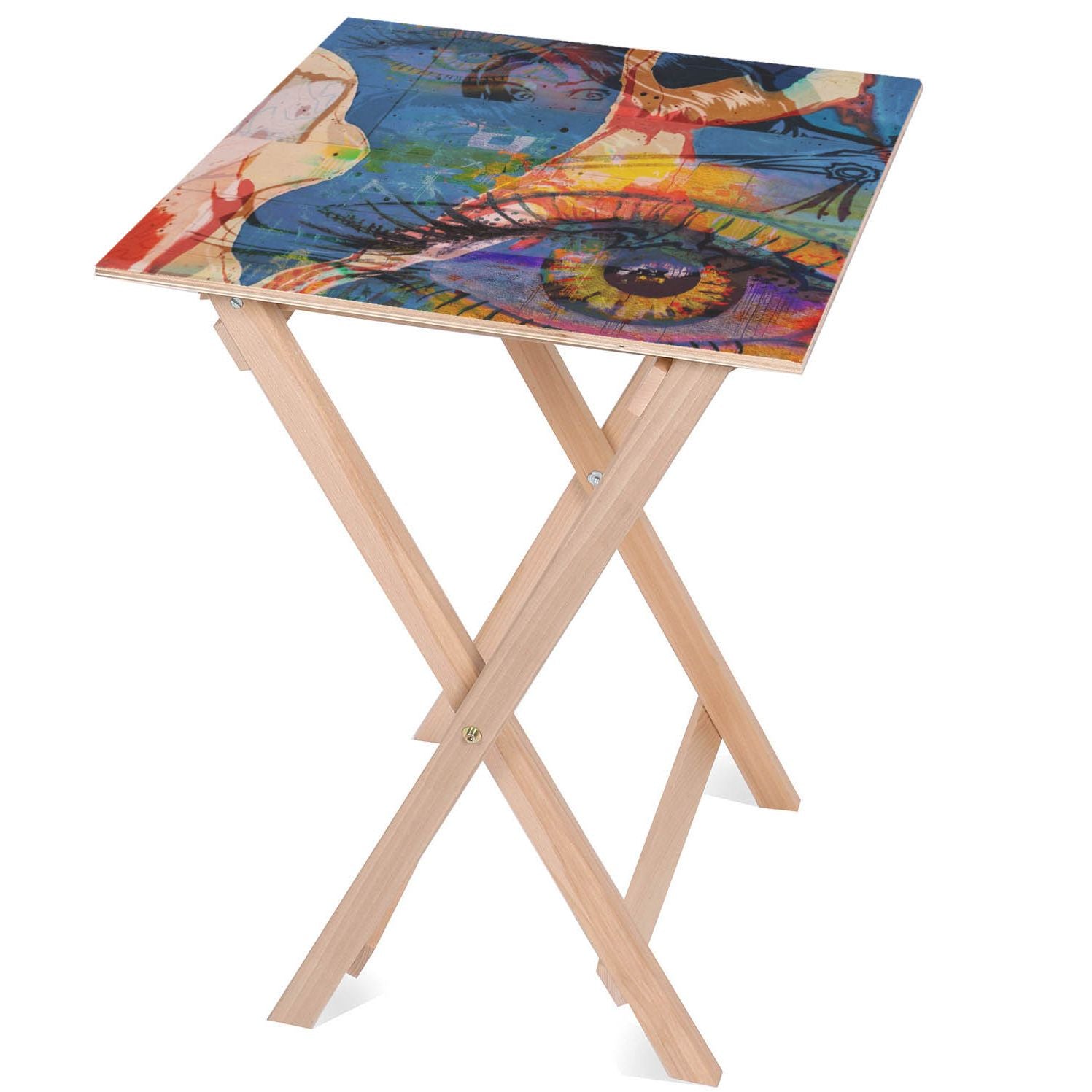 Dřevěný stolek Eyes-50x50 CM