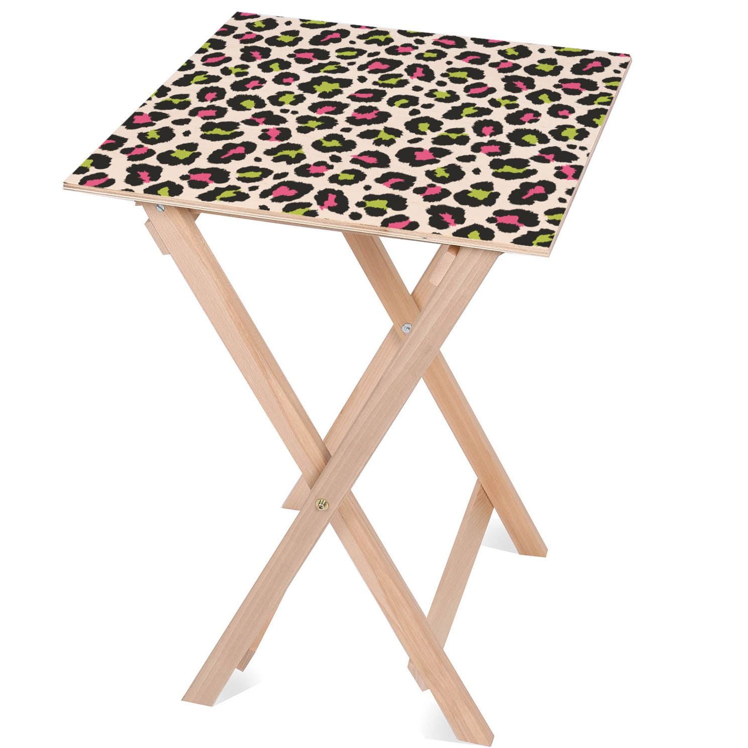 Stolik drewniany Leopard Colourful-50x50 CM