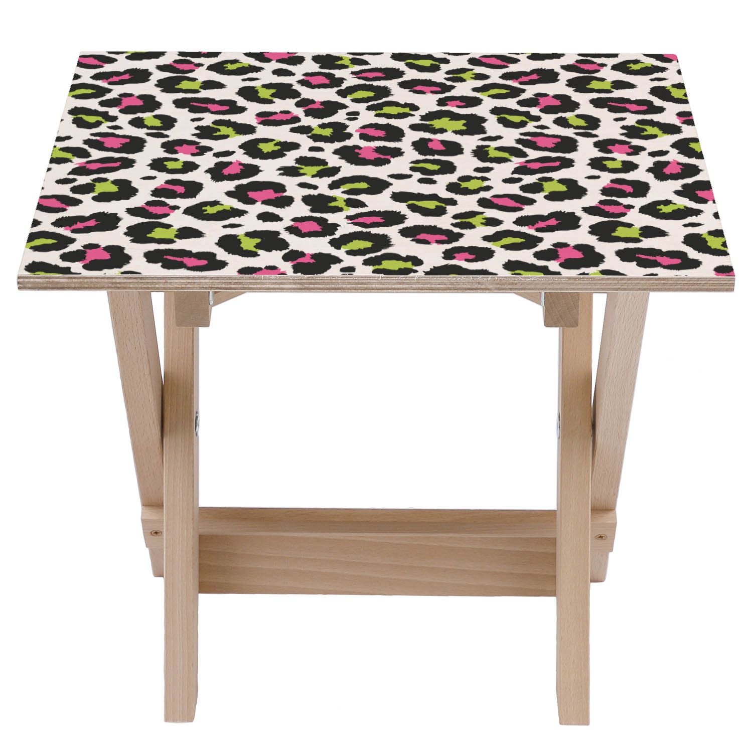 Stolik drewniany Leopard Colourful-50x50 CM