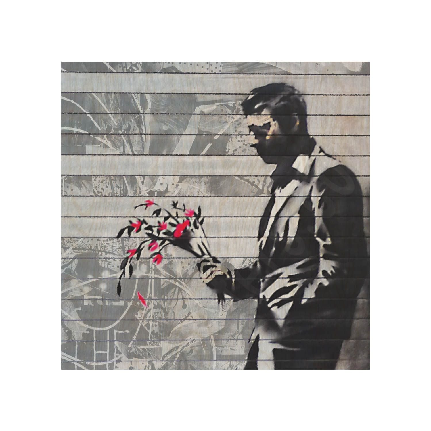 Stolik drewniany Man With Flowers-50x50 CM