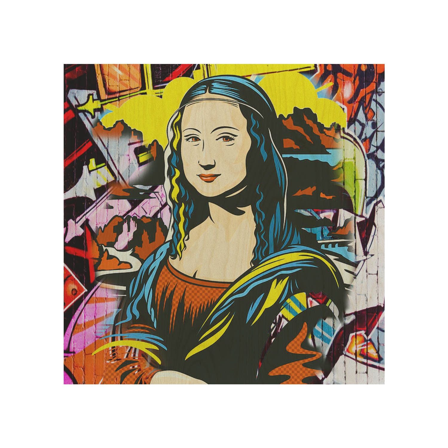 Stolik drewniany Mona Lisa Yellow-50x50 CM