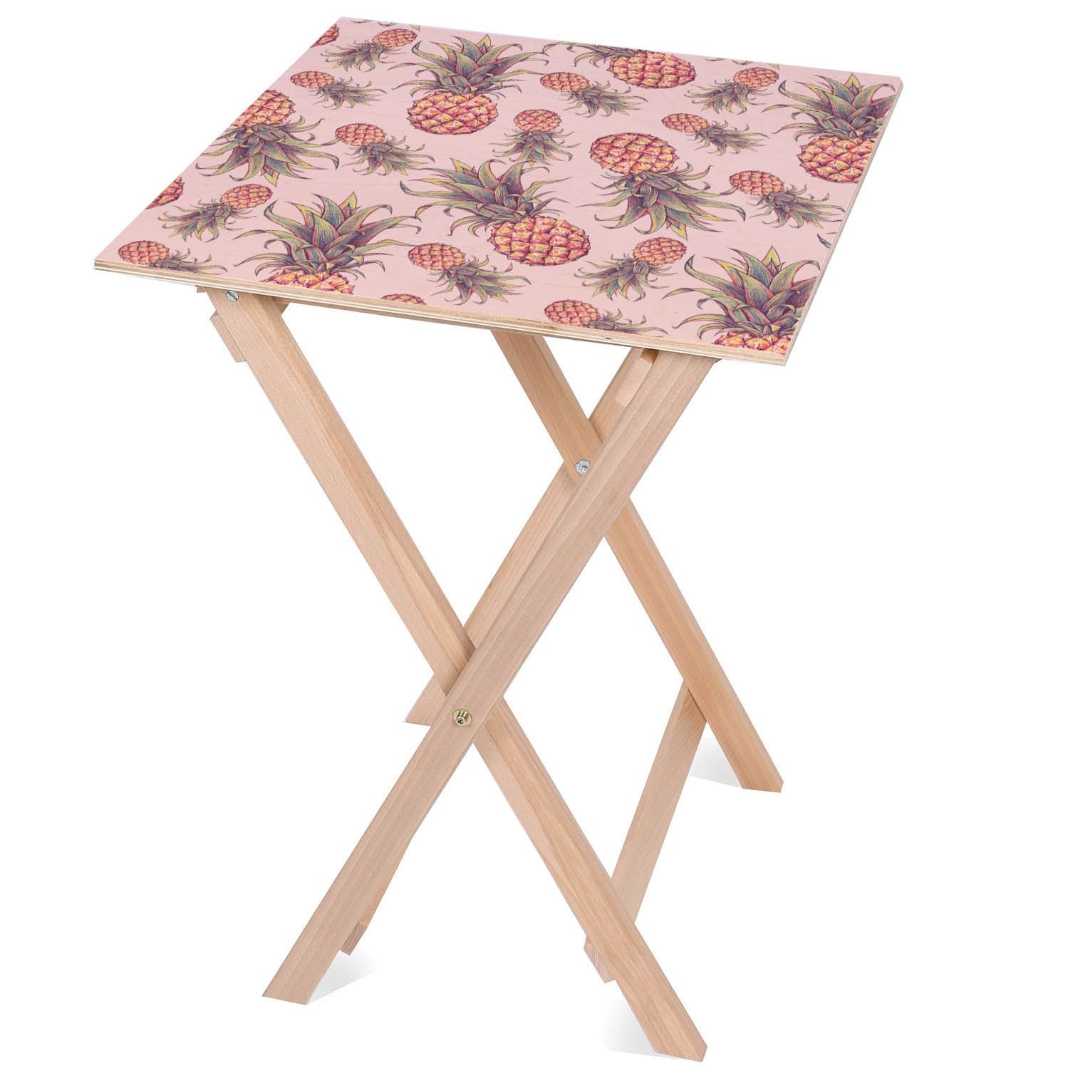 Stolik drewniany Pink Pineapple-50x50 CM