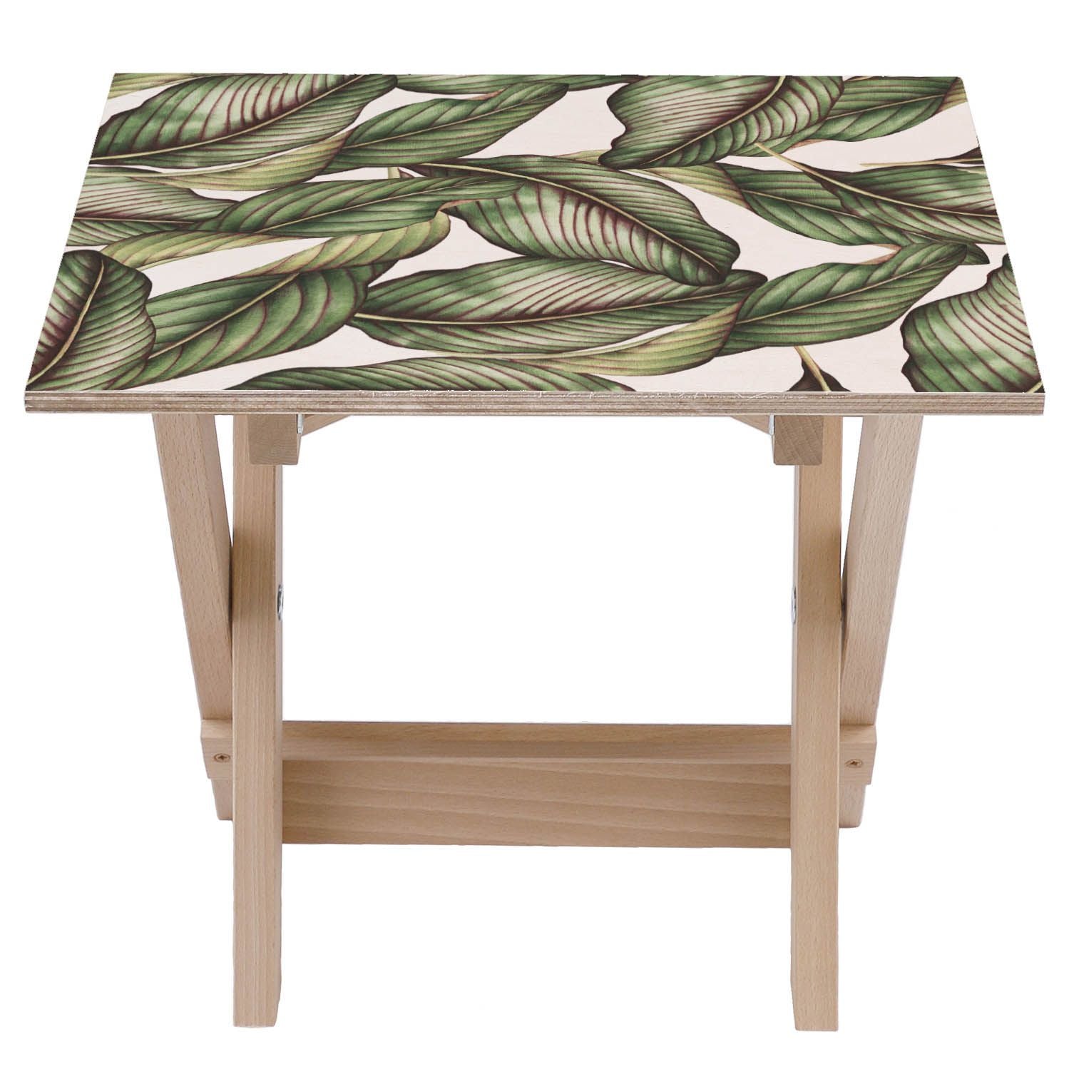 Stolik drewniany Retro Tropical Leaves-50x50 CM