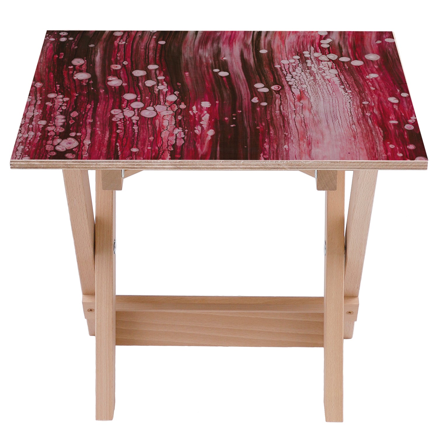 Holztisch Smudges Red-50x50 CM