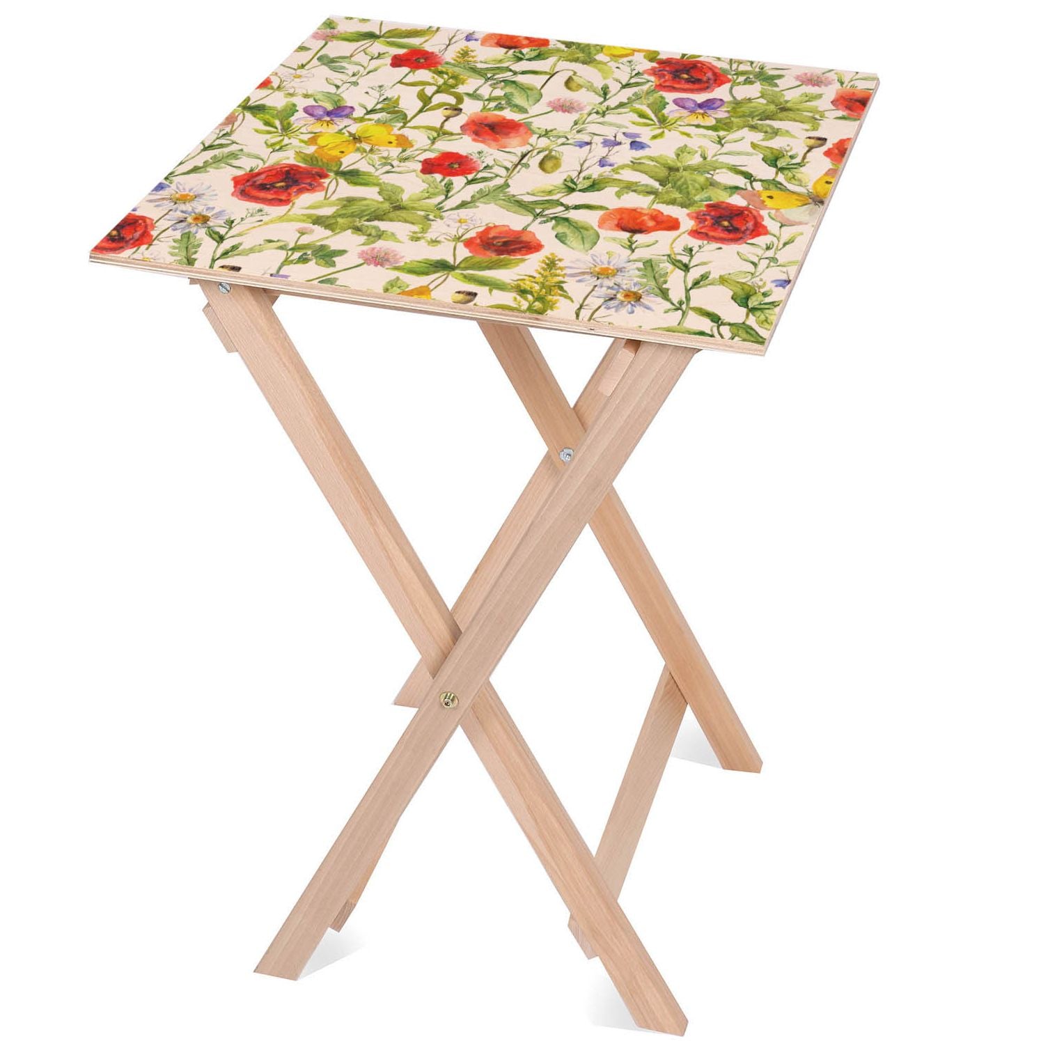 Stolik drewniany Summer Flowers Poppies-50x50 CM