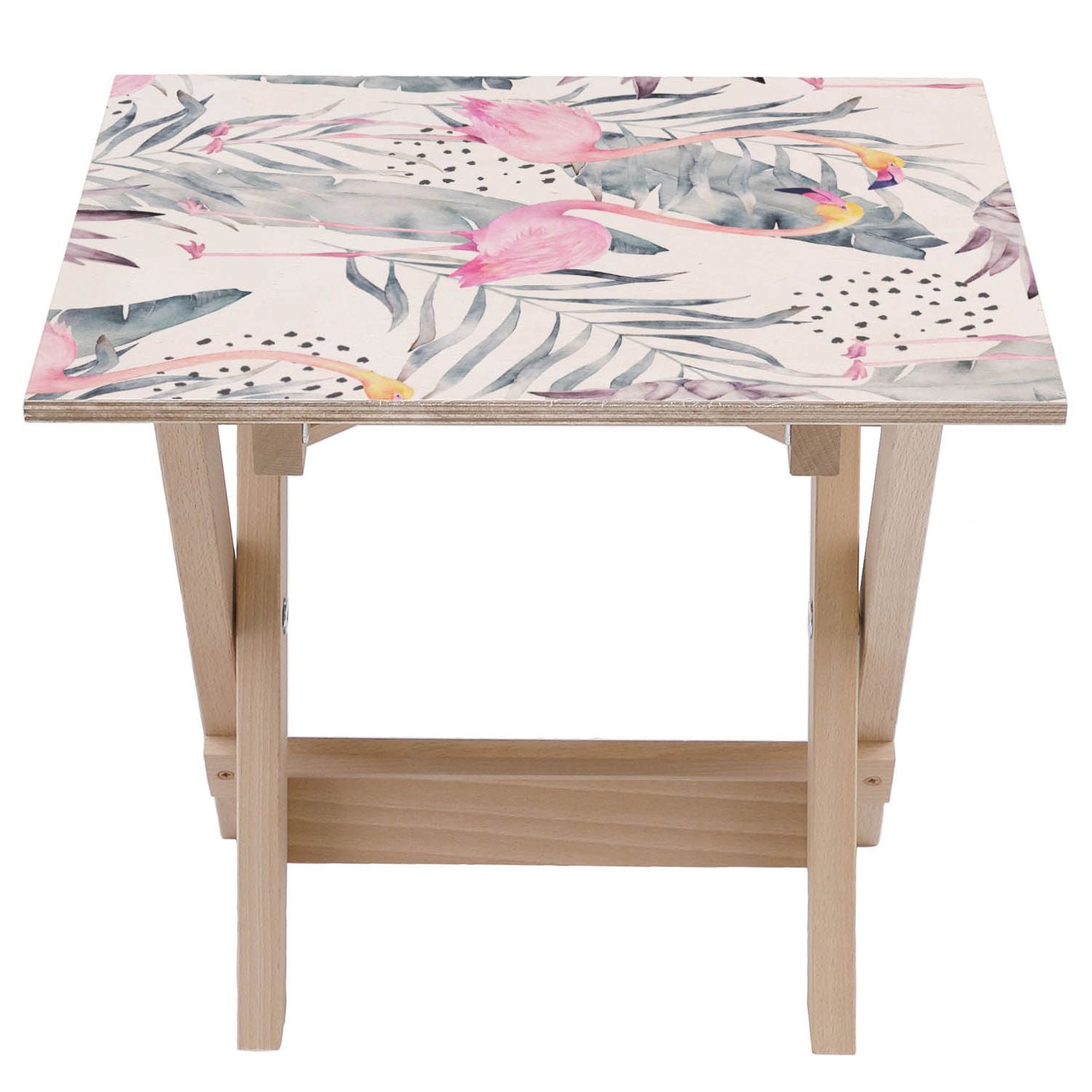 Stolik drewniany Tropical Flamingo-50x50 CM
