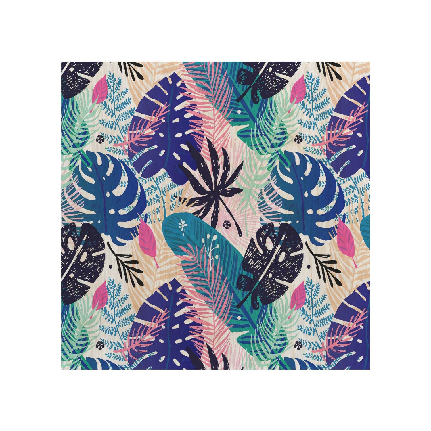 Stolik drewniany Tropical Leaves Art
