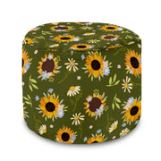 Runder Hocker Fußhocker Sonnenblumen-Velvet