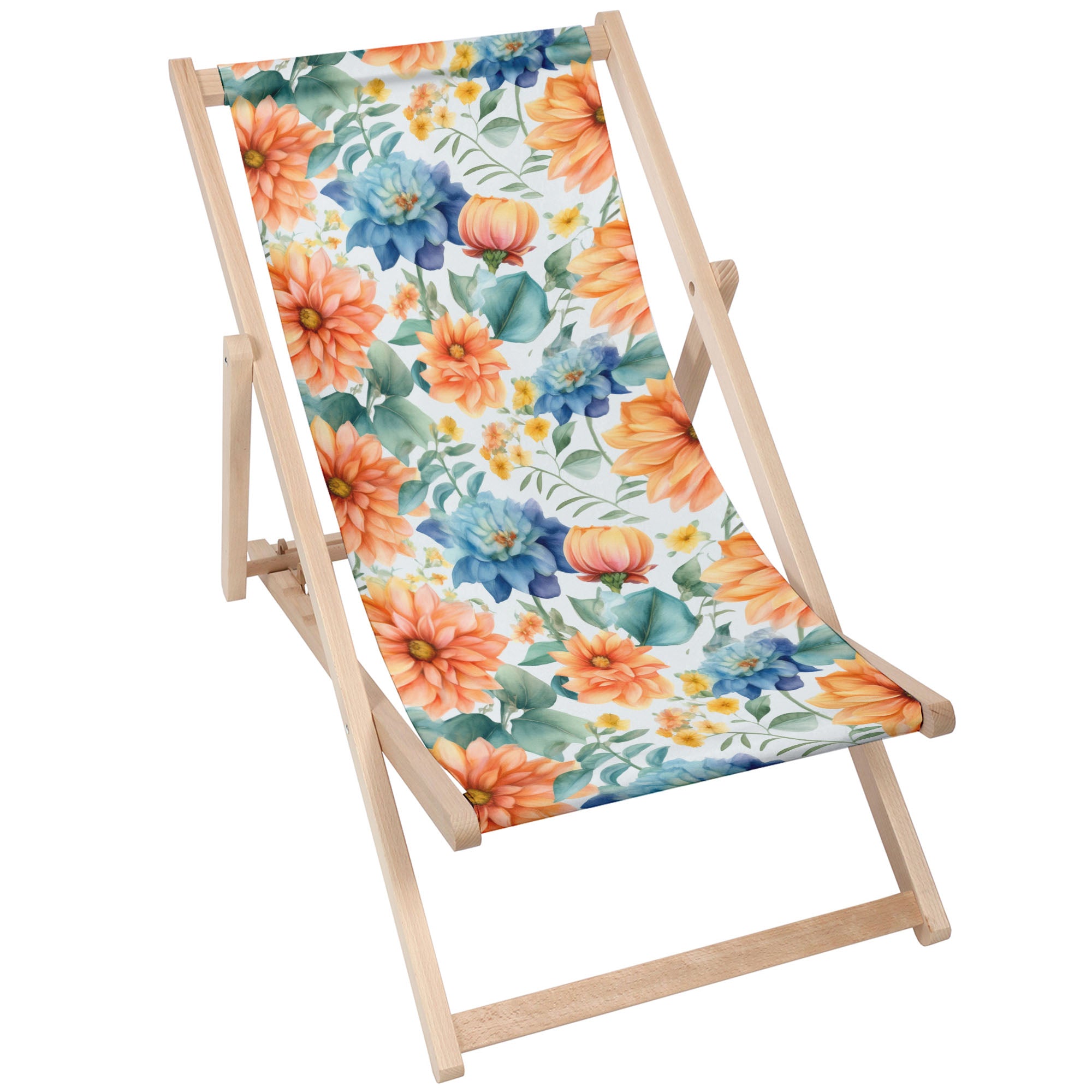Leżak drewniany Watercolor Flower Leaves-S