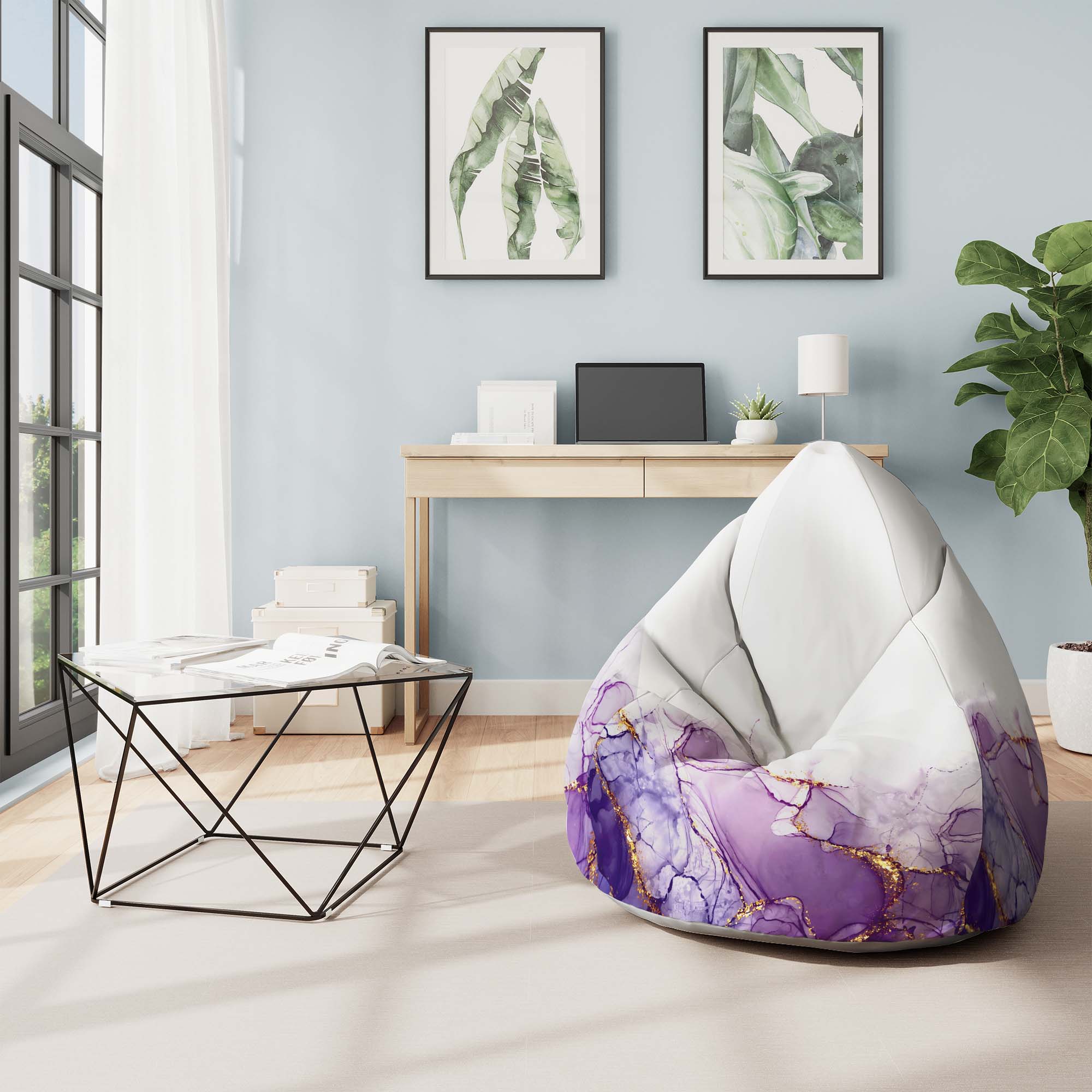 Puf Pearshape Watercolor Abstract Violet-M-Oxford