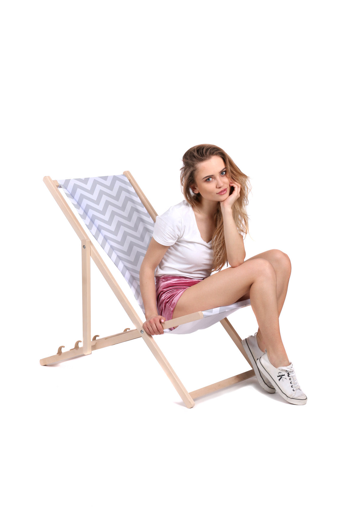 Leżak drewniany Zig Zag Grey